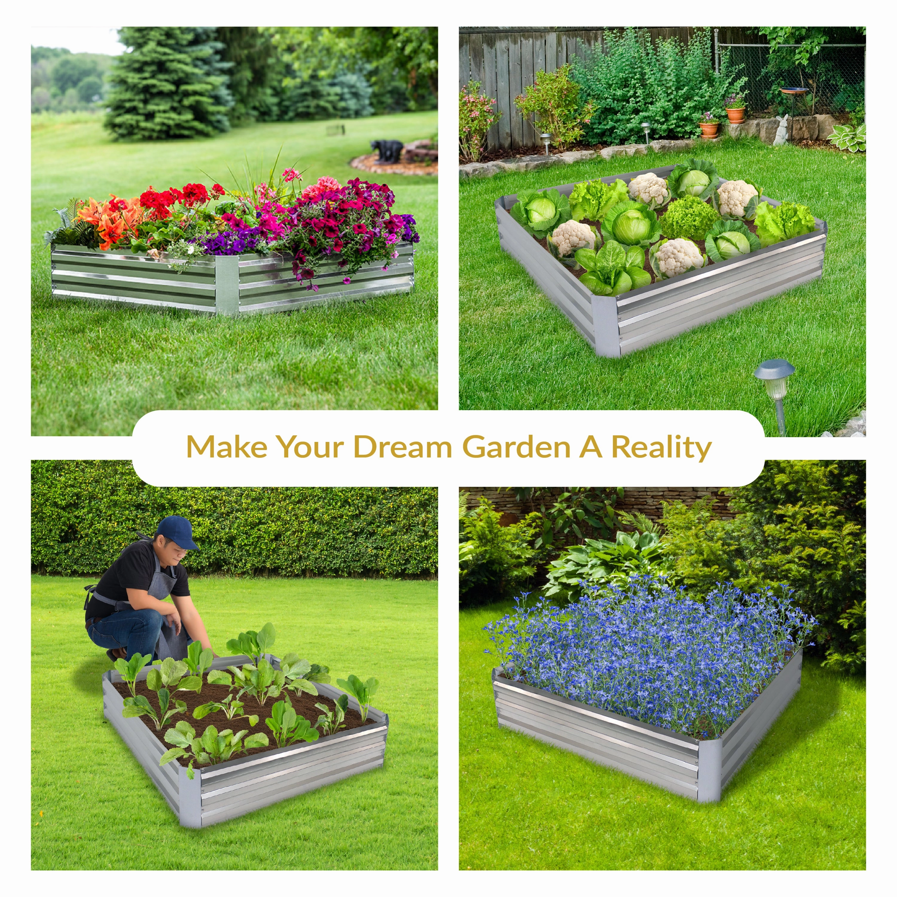Sunnydaze Galvanized Steel Raised Garden Bed