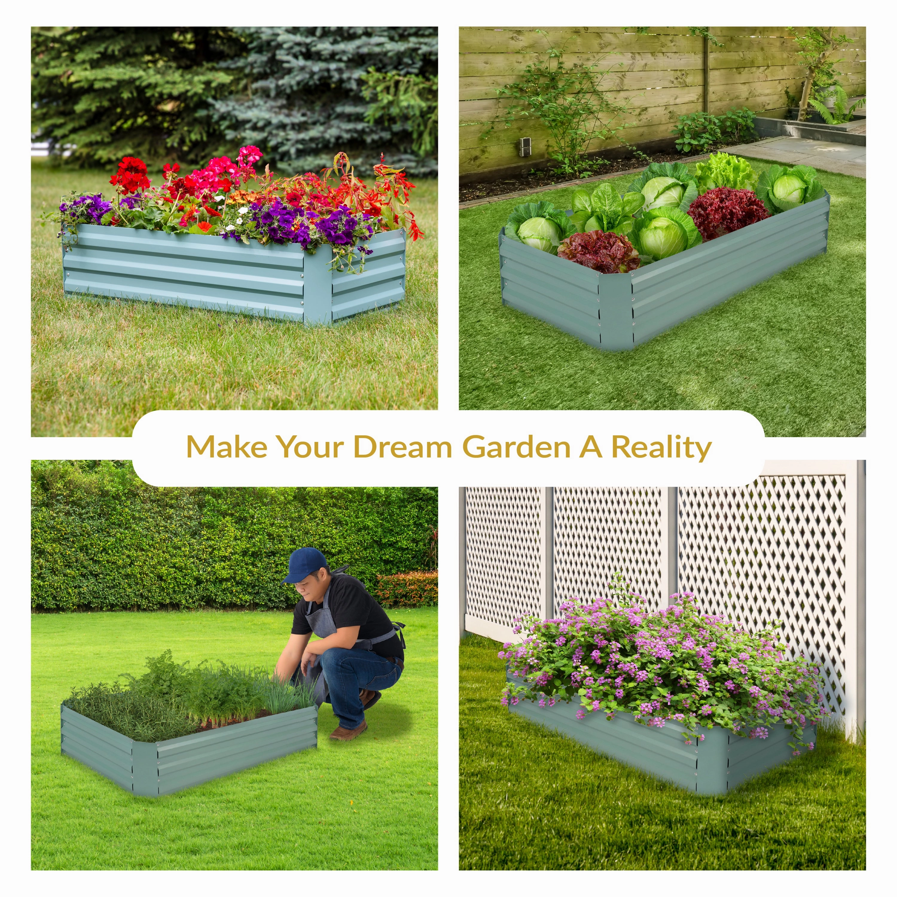 Sunnydaze Galvanized Steel Raised Garden Bed
