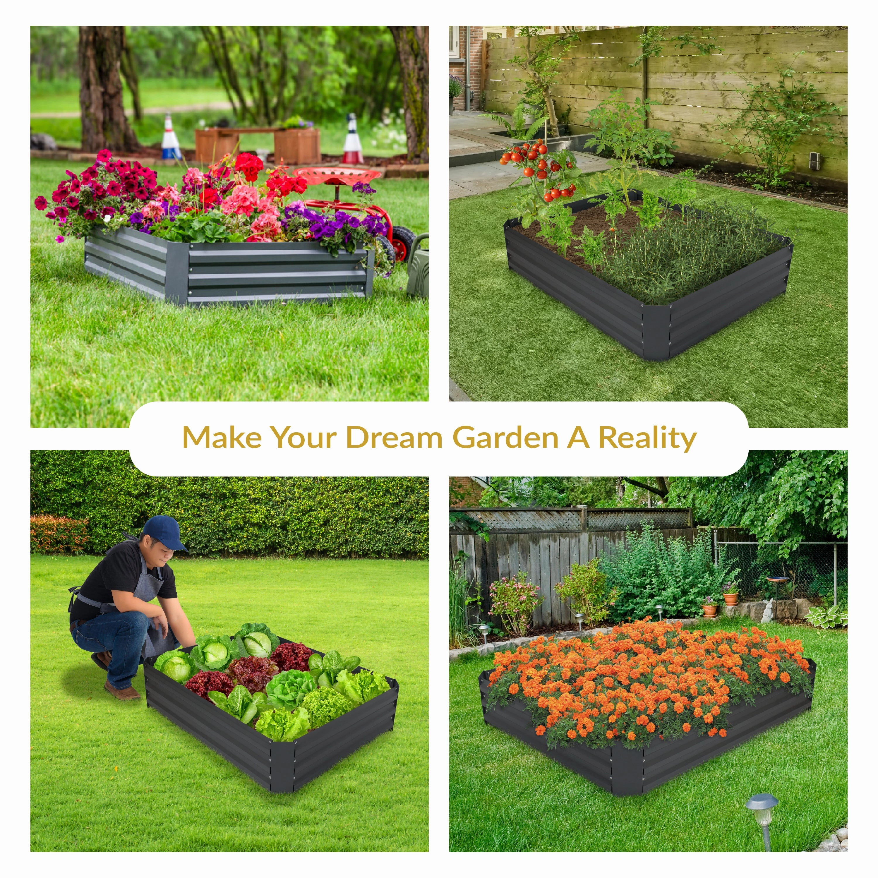 Sunnydaze Galvanized Steel Raised Garden Bed