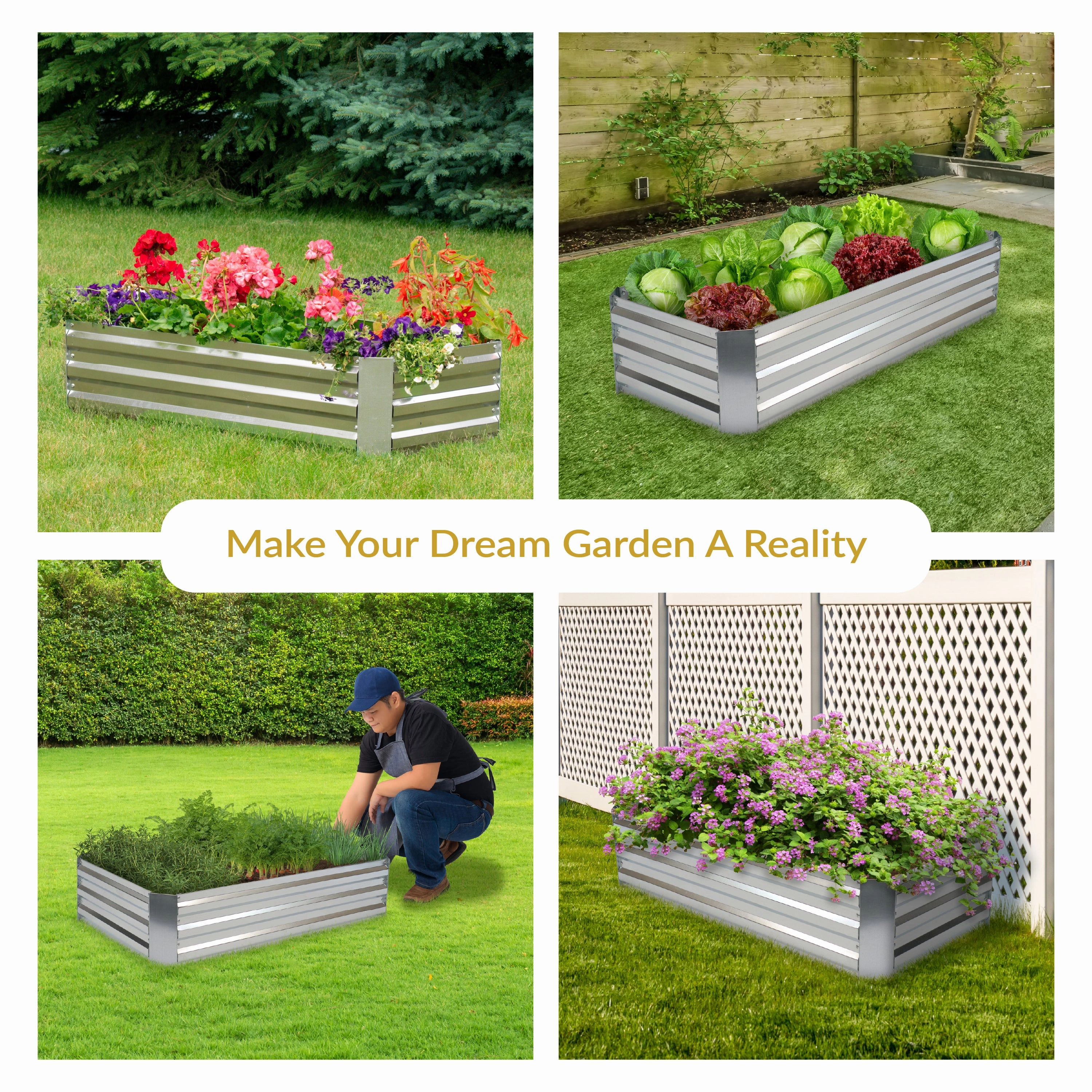 Sunnydaze Galvanized Steel Raised Garden Bed