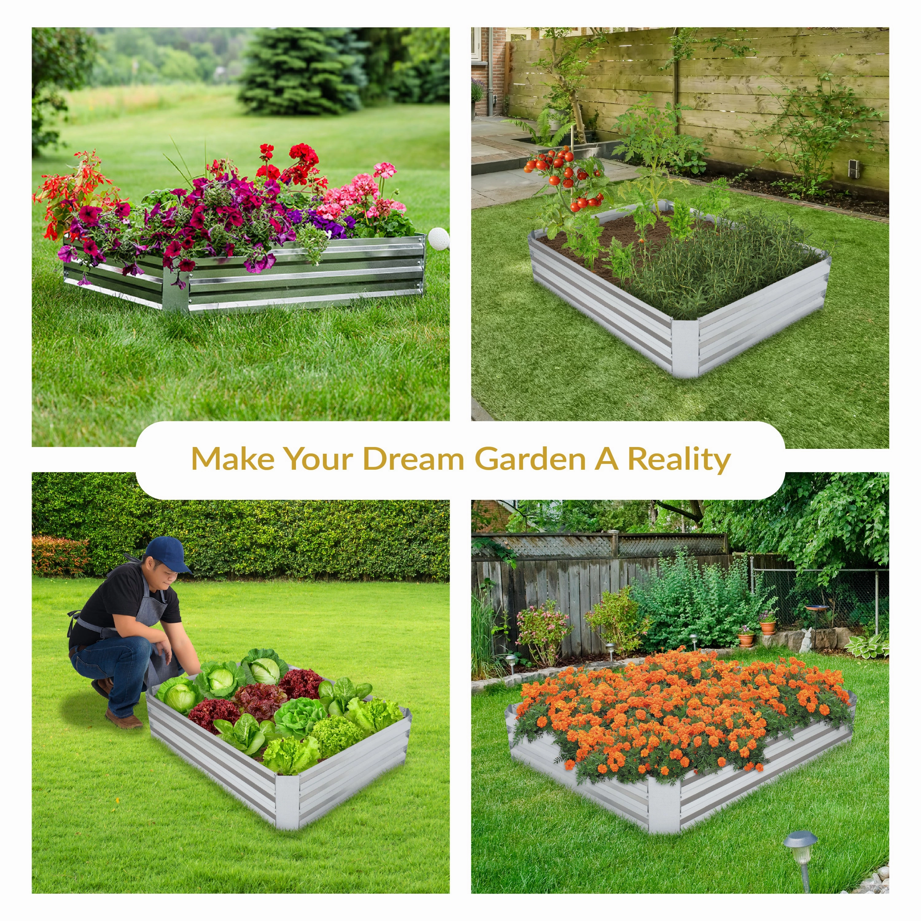 Sunnydaze Galvanized Steel Raised Garden Bed
