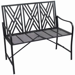 Sunnydaze Geometric Lattice Iron Outdoor Patio Bench - Blackoutdoor patio furniture set