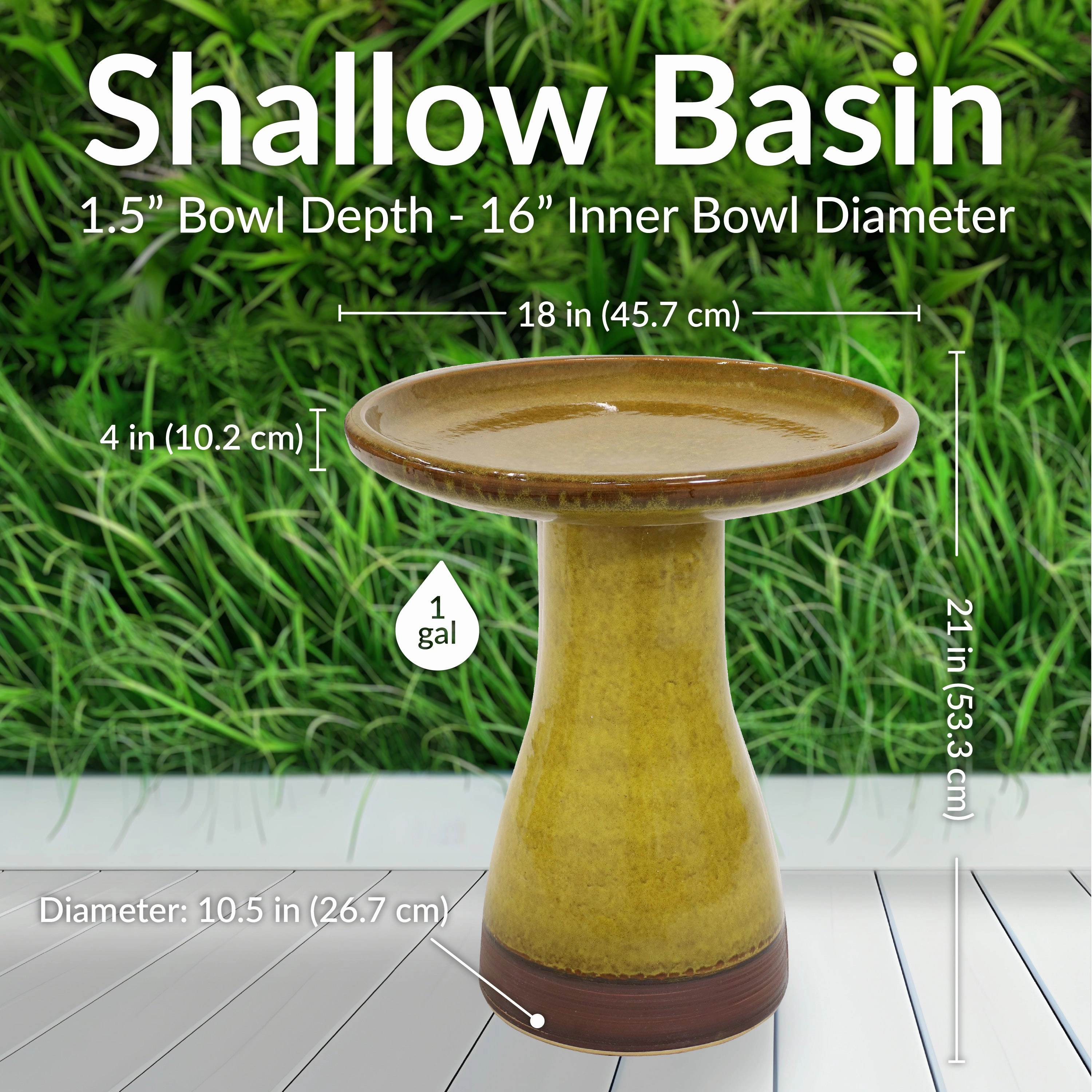 Sunnydaze Glazed Ceramic Duo-Tone Outdoor Bird Bath