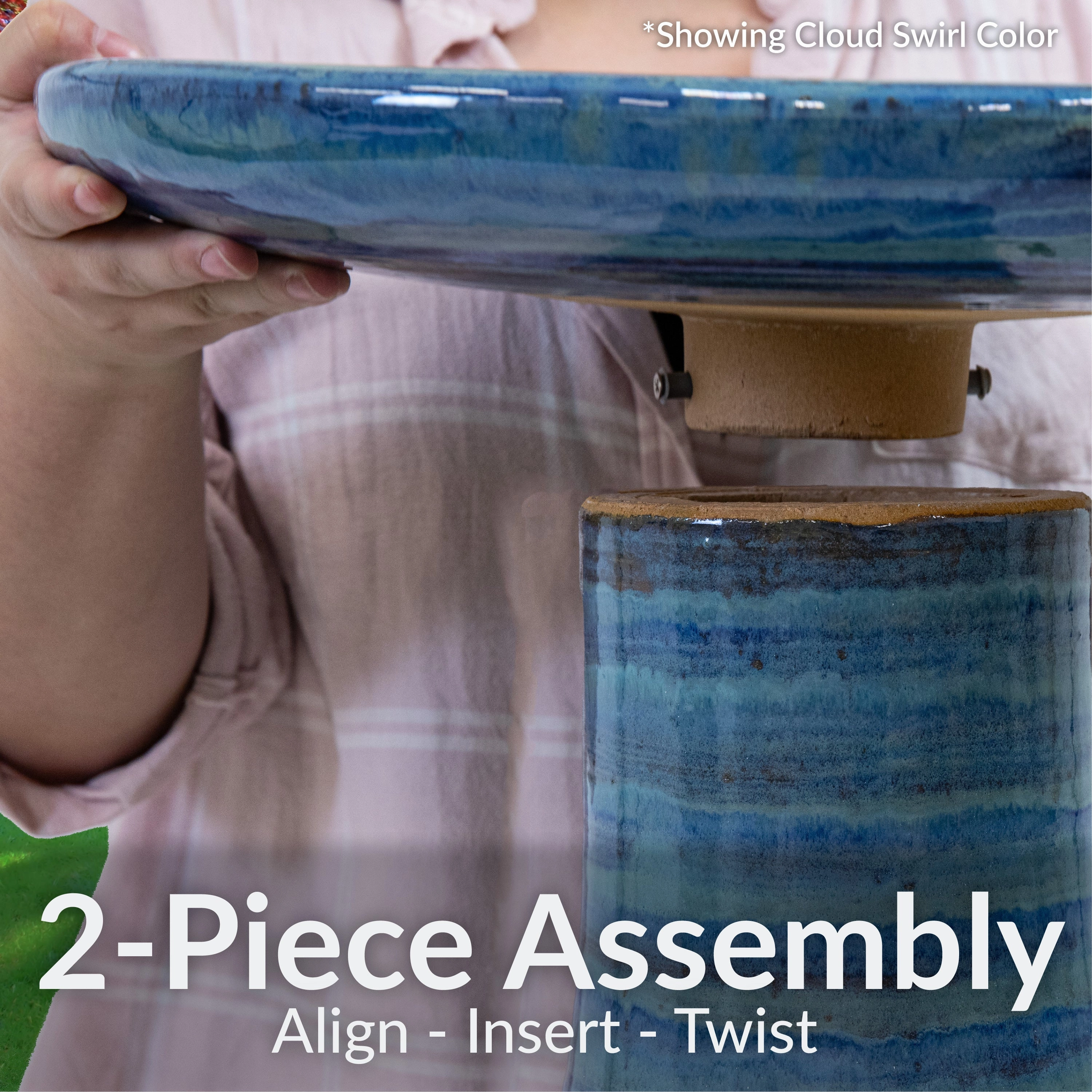Sunnydaze Glazed Ceramic Duo-Tone Outdoor Bird Bath