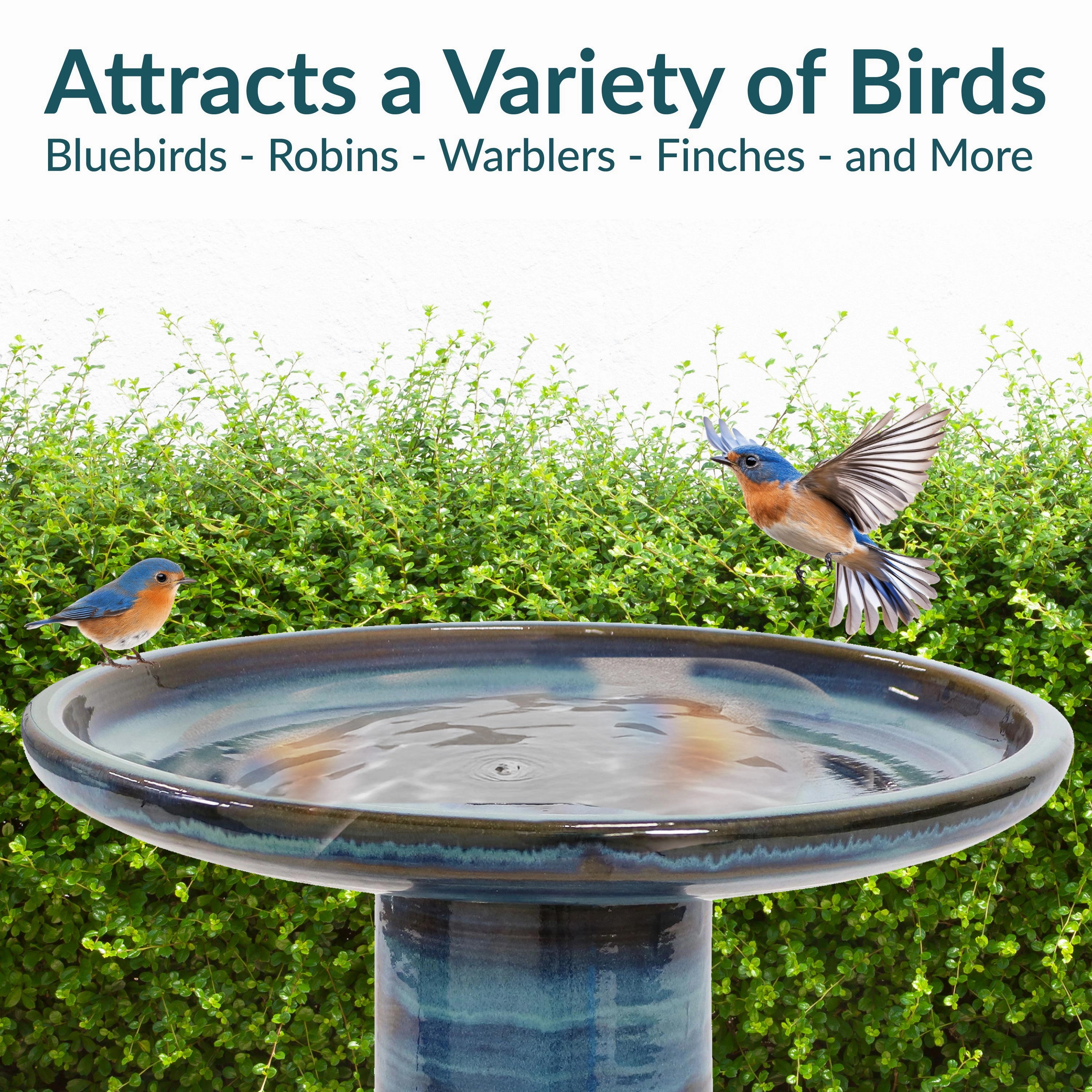 Sunnydaze Glazed Ceramic Duo-Tone Outdoor Bird Bath