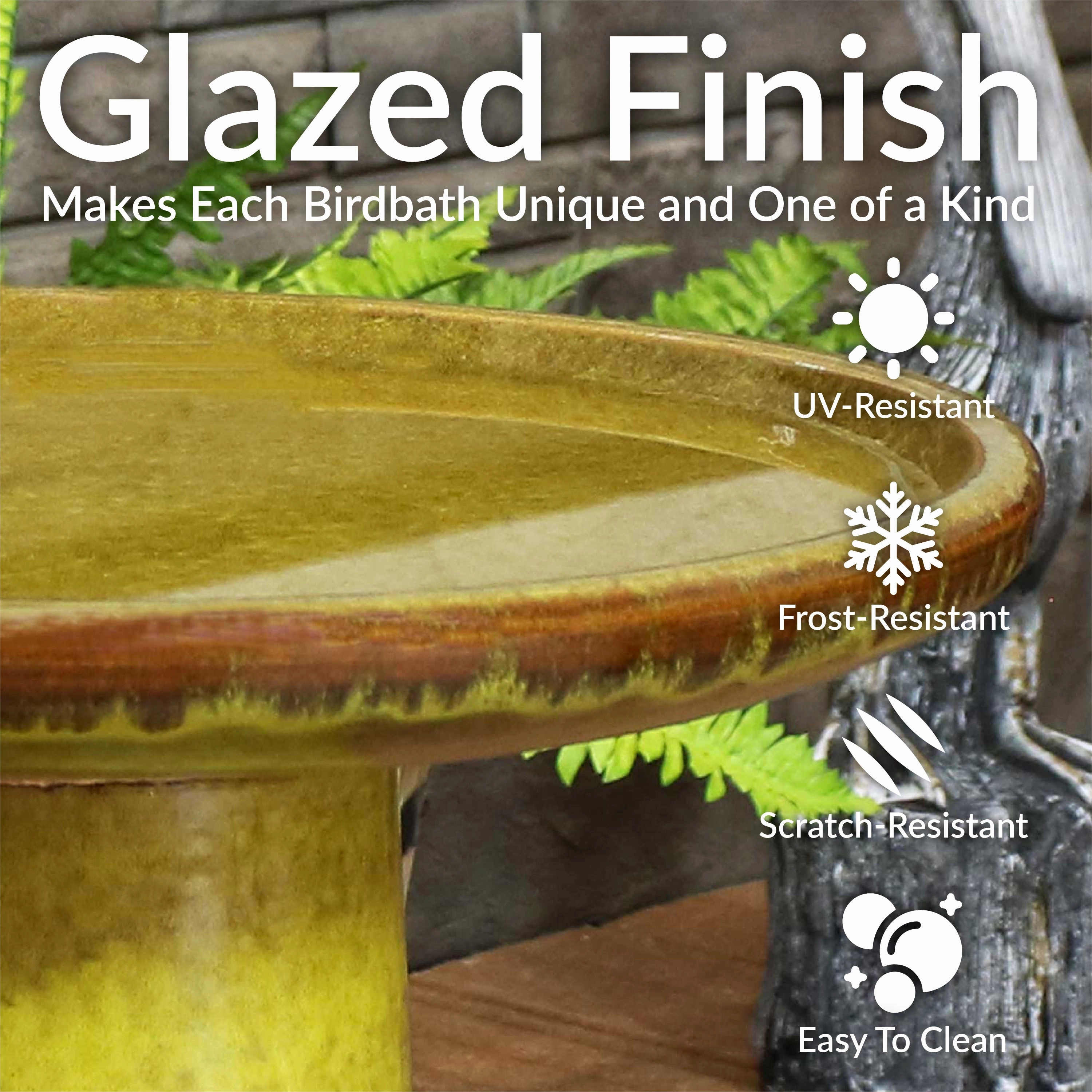 Sunnydaze Glazed Ceramic Duo-Tone Outdoor Bird Bath