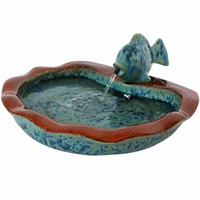 Sunnydaze Glazed Ceramic Fish Outdoor Water Fountain - 7"outdoor garden water fountain