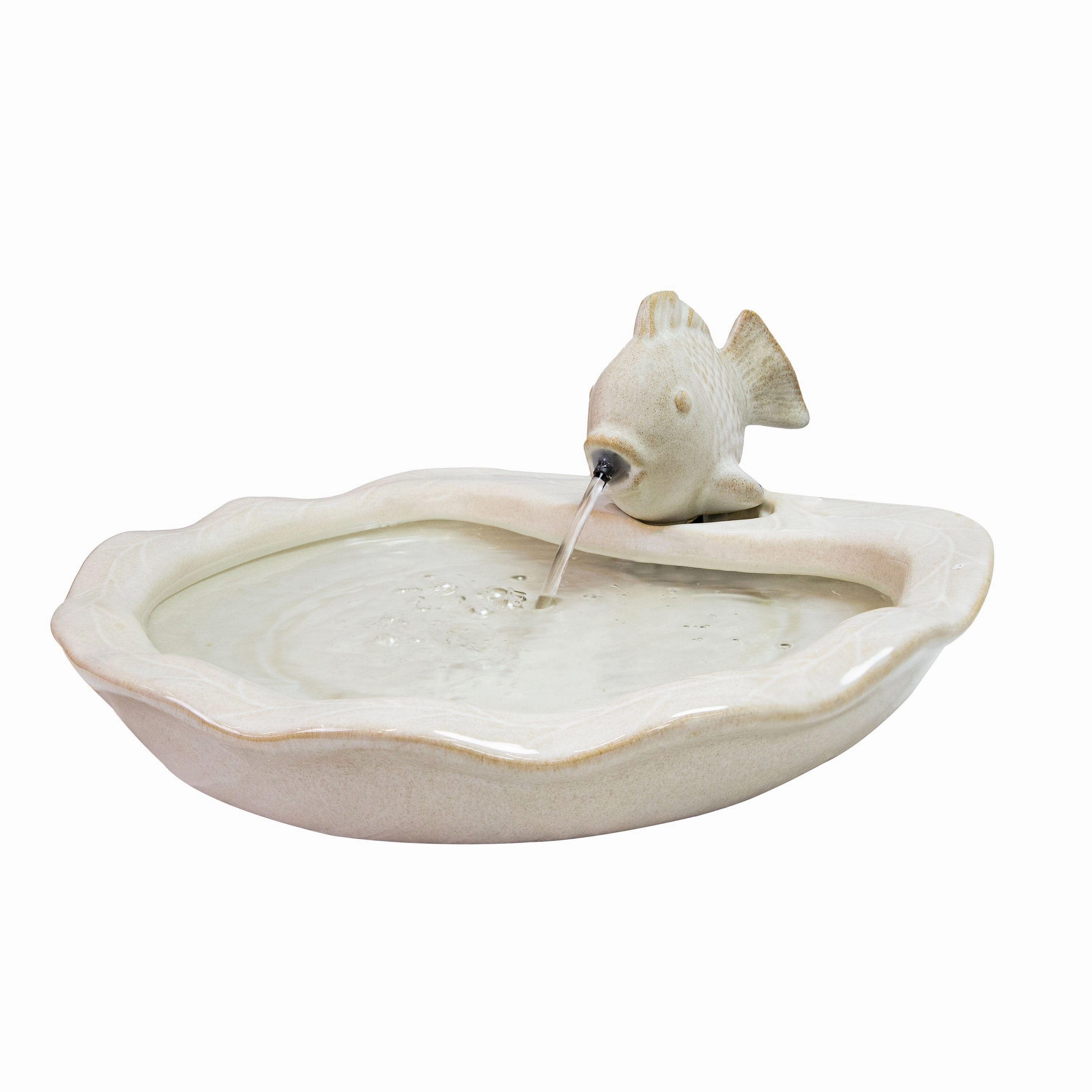 Sunnydaze Glazed Ceramic Fish Outdoor Water Fountain - 7"