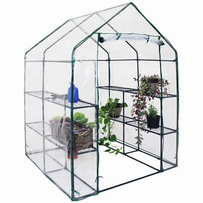 Sunnydaze Grandeur Walk-In Greenhouse with 4 Shelves for Outdoors - Clear decorative outdoor planter box designs