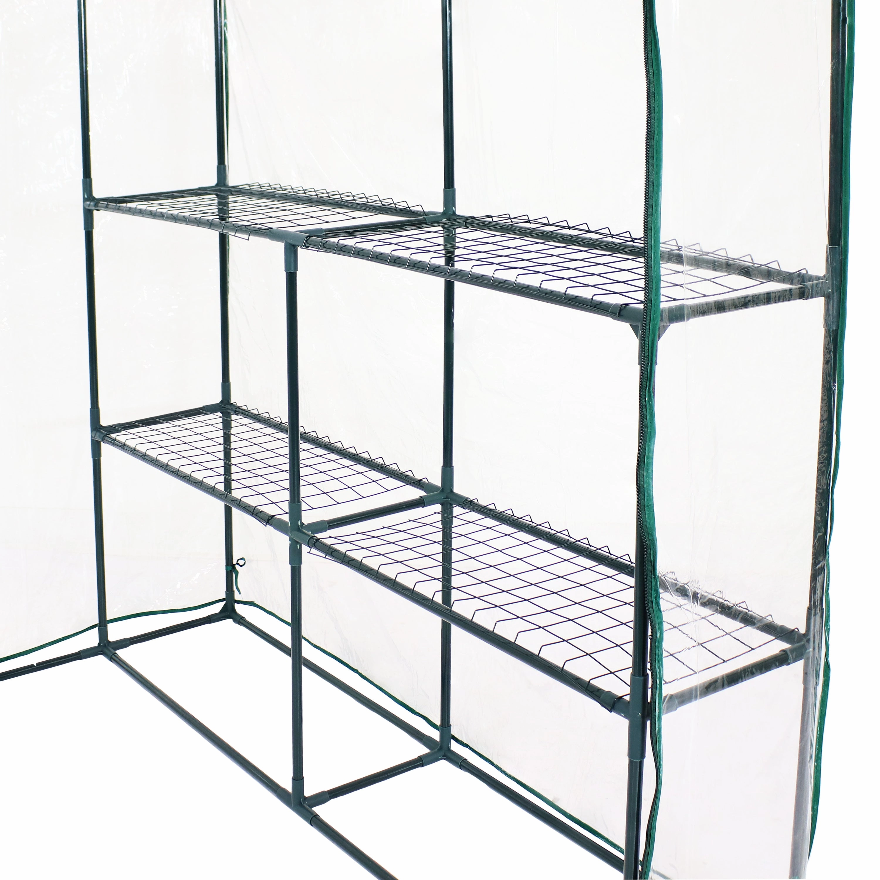 Sunnydaze Grandeur Walk-In Greenhouse with 4 Shelves for Outdoors - Clear