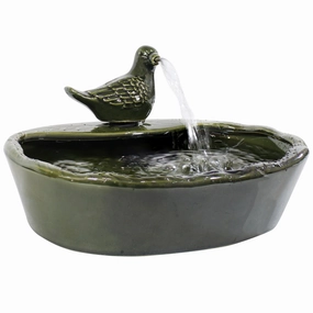 Sunnydaze Green Glazed Ceramic Dove Solar Water Fountainoutdoor garden water fountain