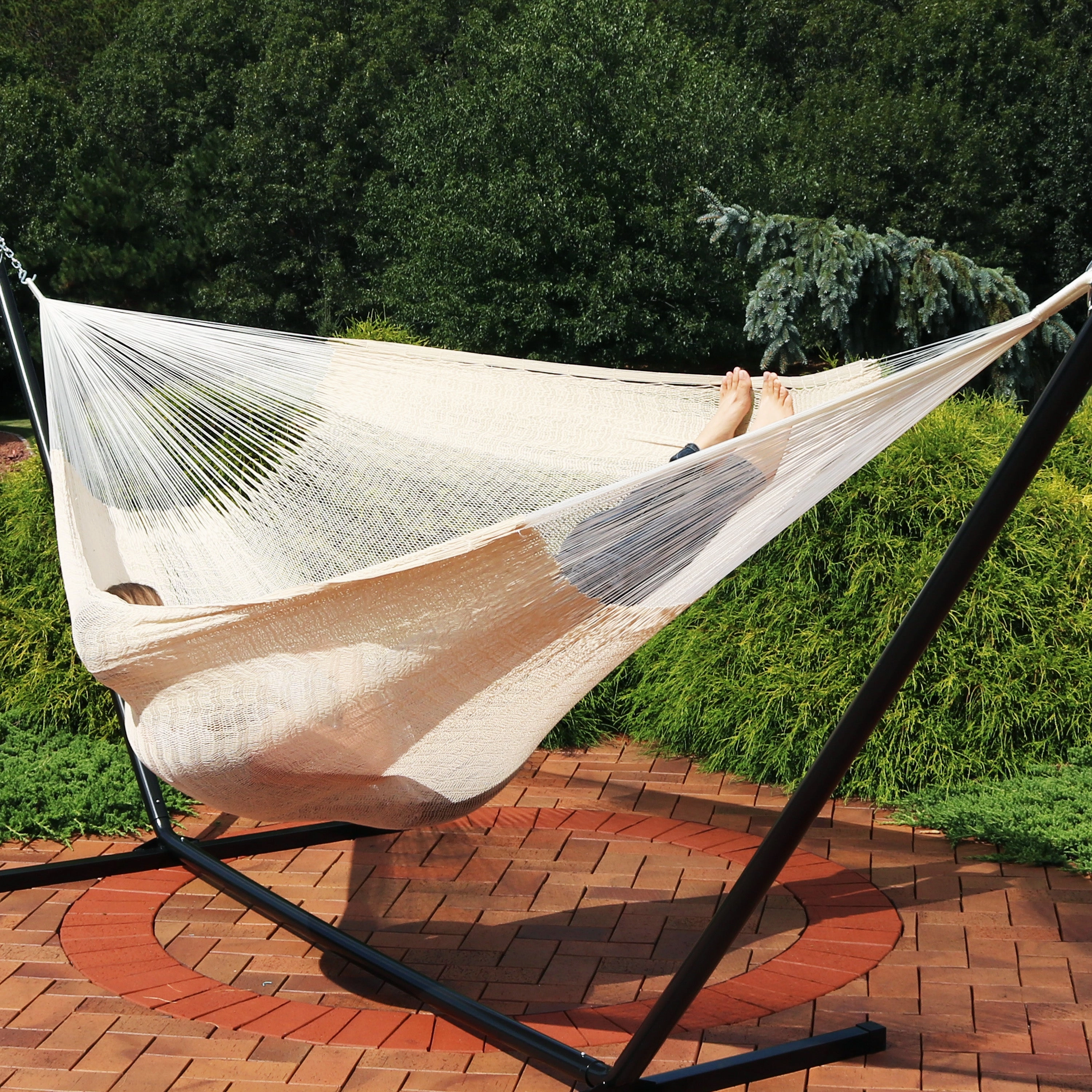 Sunnydaze Handwoven XXL Thick Cord Mayan Hammock with 15-Foot Stand