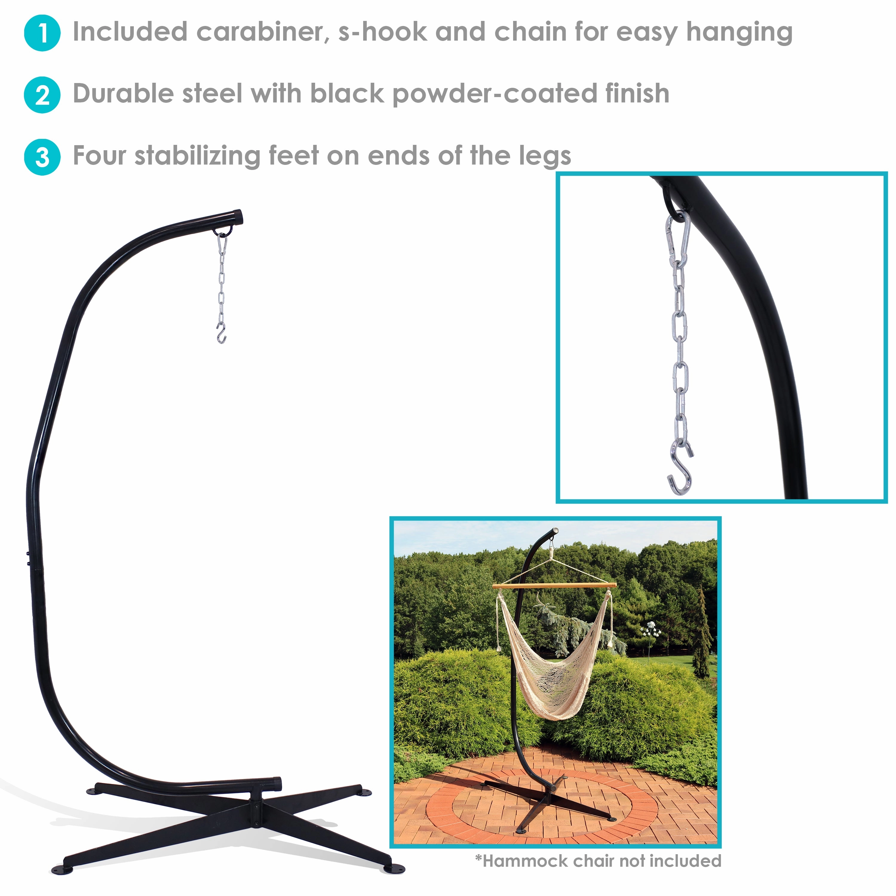 Sunnydaze Hanging C-Stand for Hammock Chair Swing