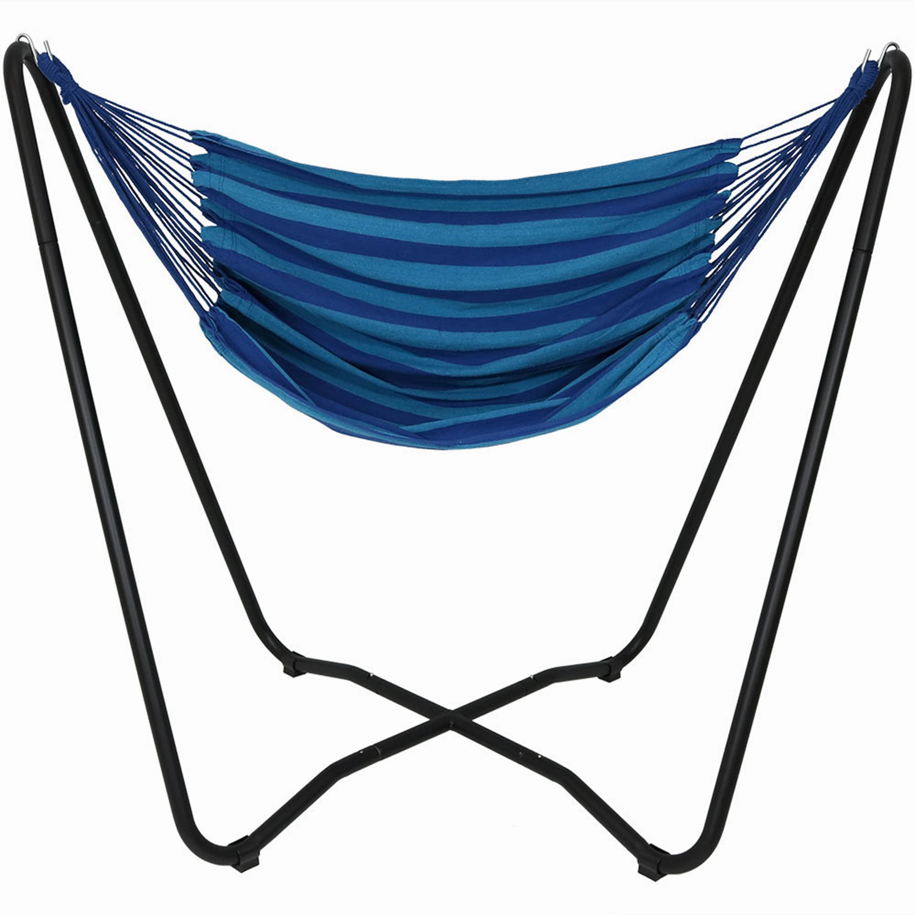 Sunnydaze Hanging Rope Hammock Chair with Space-Saving Stand double size outdoor hammock for couples