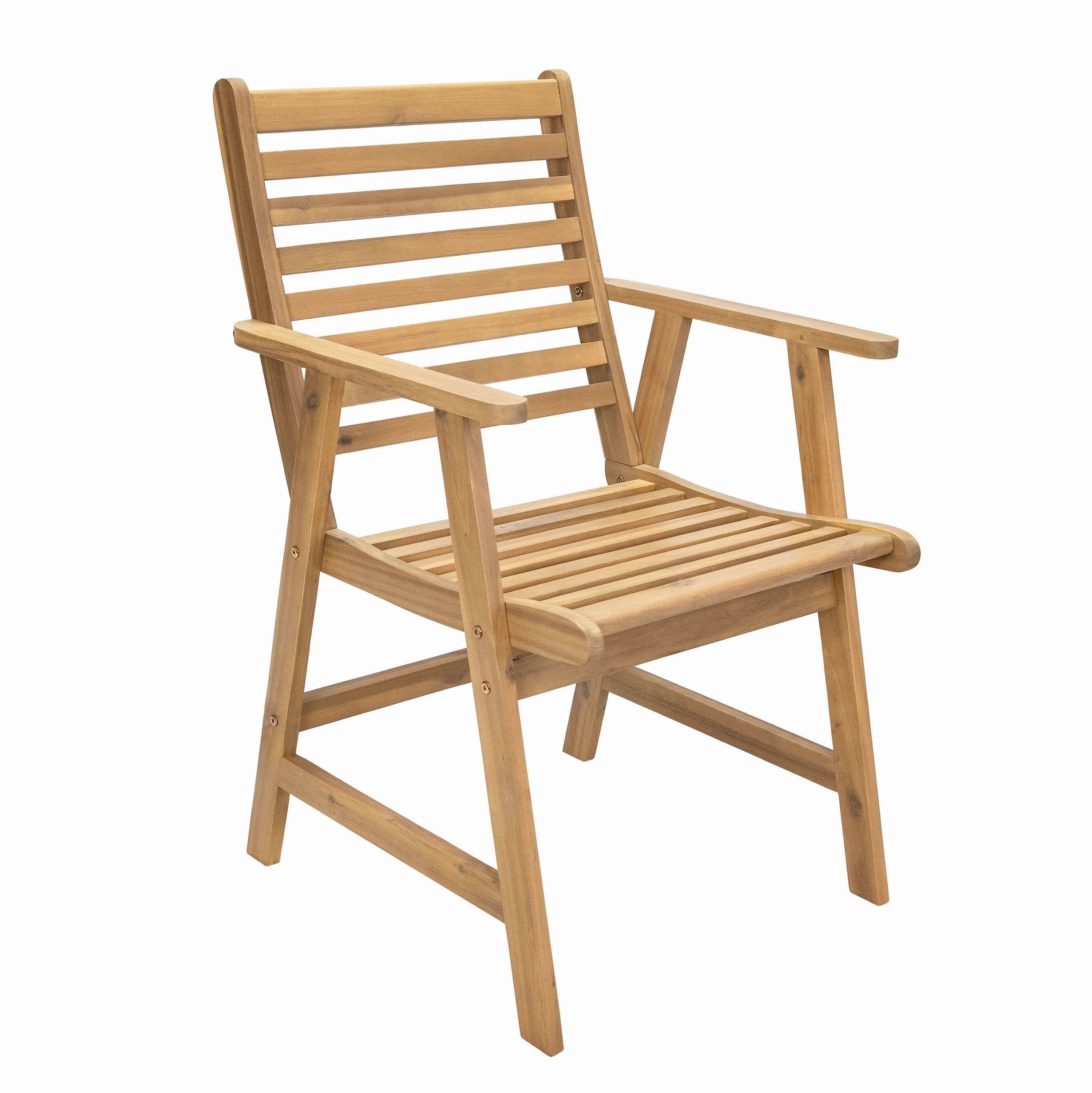 Sunnydaze Hatteras Acacia Wood Outdoor Dining Chairs with Arms - Set of 2