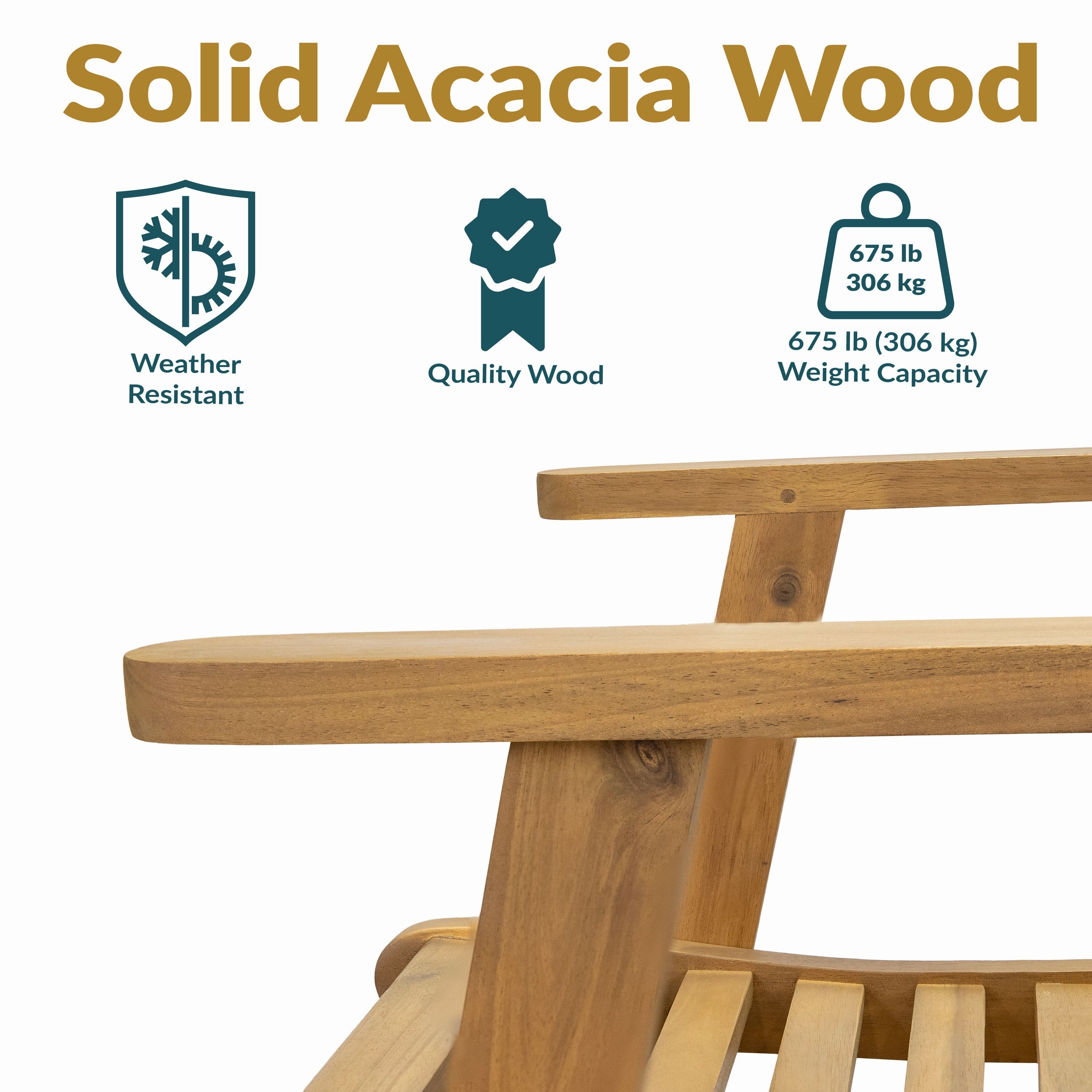 Sunnydaze Hatteras Acacia Wood Outdoor Dining Chairs with Arms - Set of 2