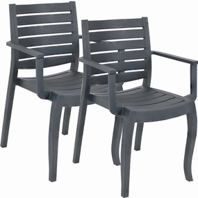 Sunnydaze Illias Plastic Outdoor Dining Armchairoutdoor patio furniture set