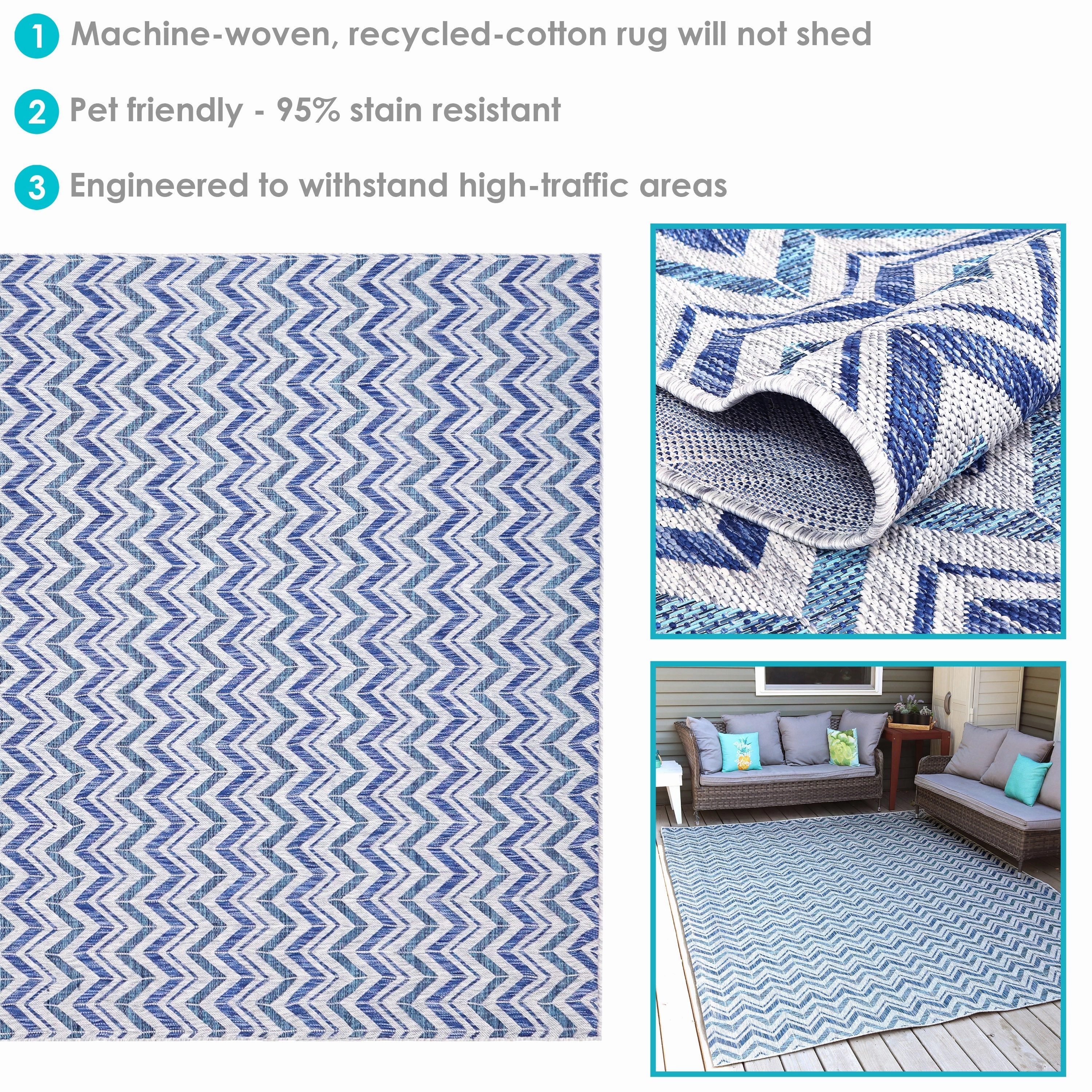Sunnydaze Indoor or Outdoor Patio Area Rug