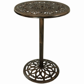 Sunnydaze Indoor/Outdoor Cast Iron Round Bar-Height Table - 26"outdoor patio furniture set