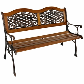 Sunnydaze Ivy Crossweave 2-Person Cast Iron Outdoor Bench - 49"outdoor patio furniture set