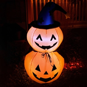 Sunnydaze Jack-O'-Lantern Witch Duo Inflatable Halloween Decoration - 4'outdoor garden decorative ornaments