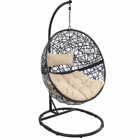 Sunnydaze Jackson Outdoor Hanging Egg Chair Chair with Standegg swing chair for outdoor use