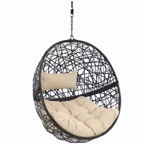 Sunnydaze Jackson Outdoor Hanging Resin Wicker Egg Chair with Cushionegg swing chair for outdoor use