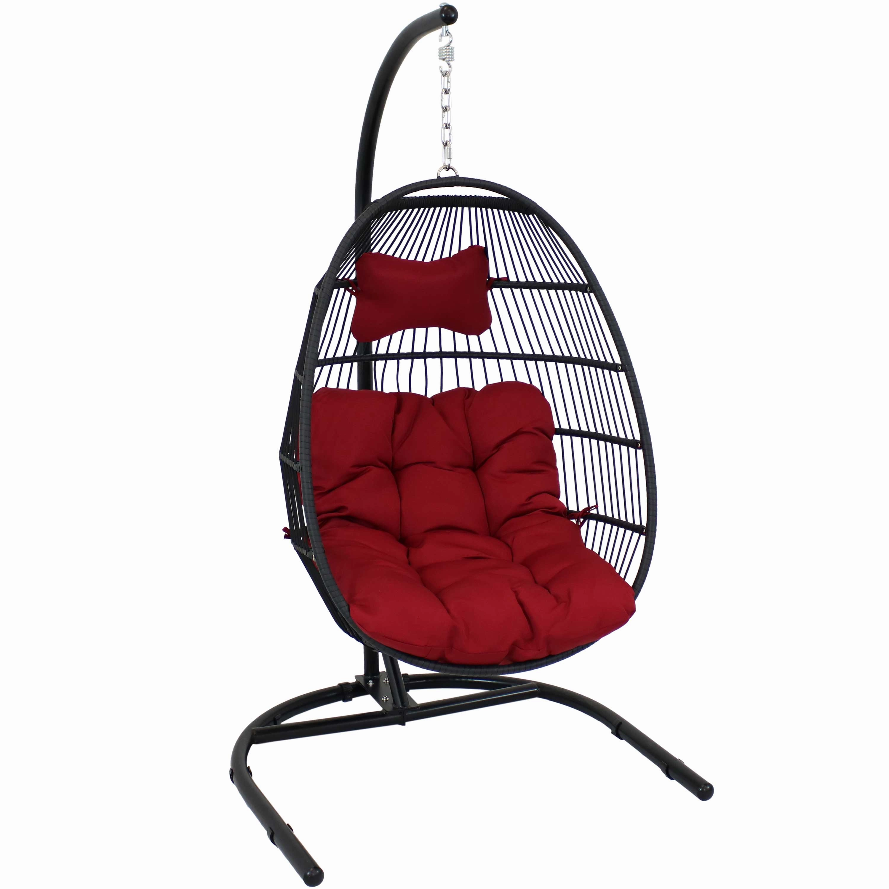 Sunnydaze Julia Outdoor Hanging Egg Chair with Stand and Cushionoutdoor patio furniture set