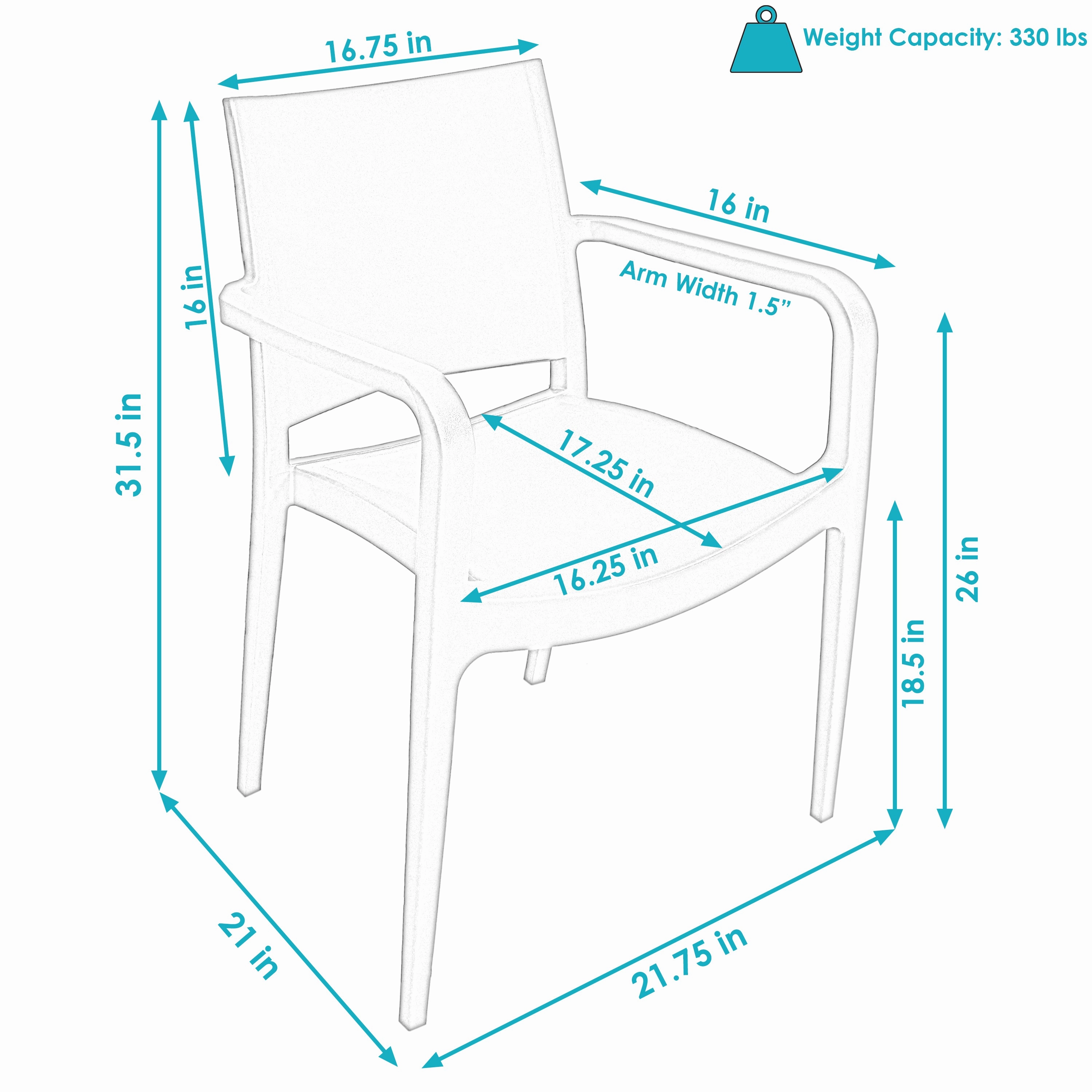 Sunnydaze Landon Outdoor Plastic Dining Armchair