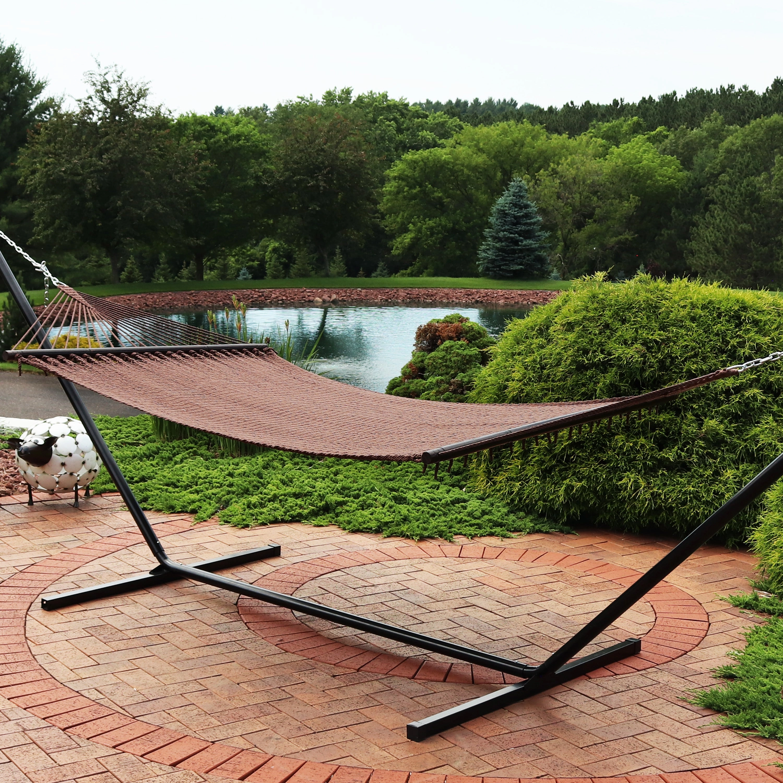 Sunnydaze Large 2-Person Polyester Rope Hammock with Spreader Bars