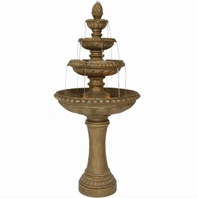 Sunnydaze Large 4-Tier Outdoor Water Fountain with LED Light - 65"outdoor garden water fountain