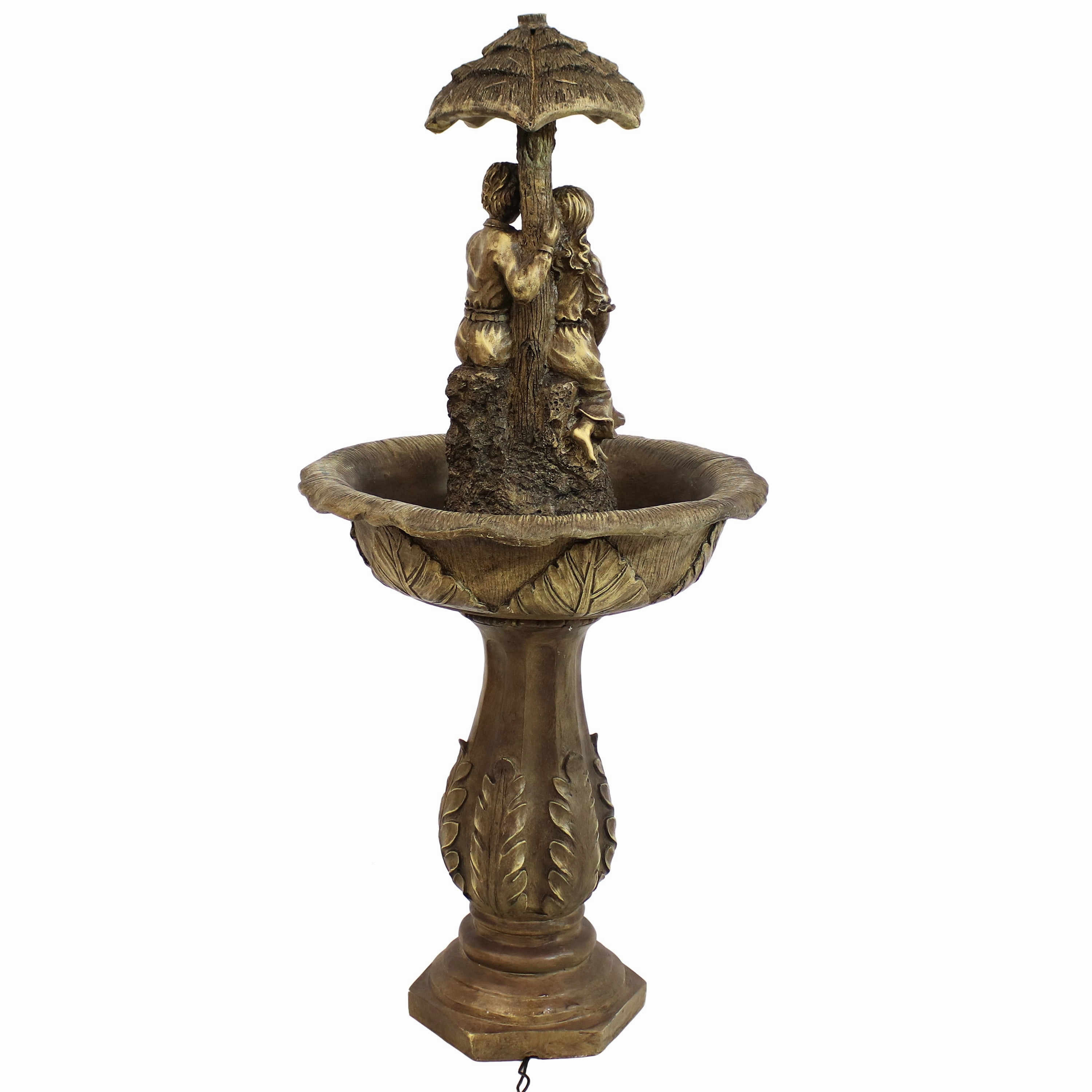 Sunnydaze Lovers Umbrella Solar-Powered Fountain with Battery Backup and Lights - 43"
