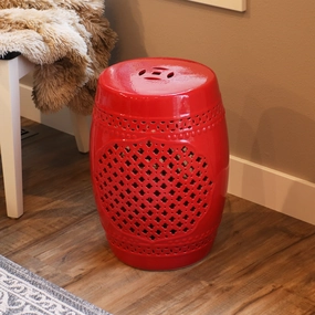 Sunnydaze Marrakesh Lattice Ceramic Garden Stool Side Table - 17.75"outdoor patio furniture set