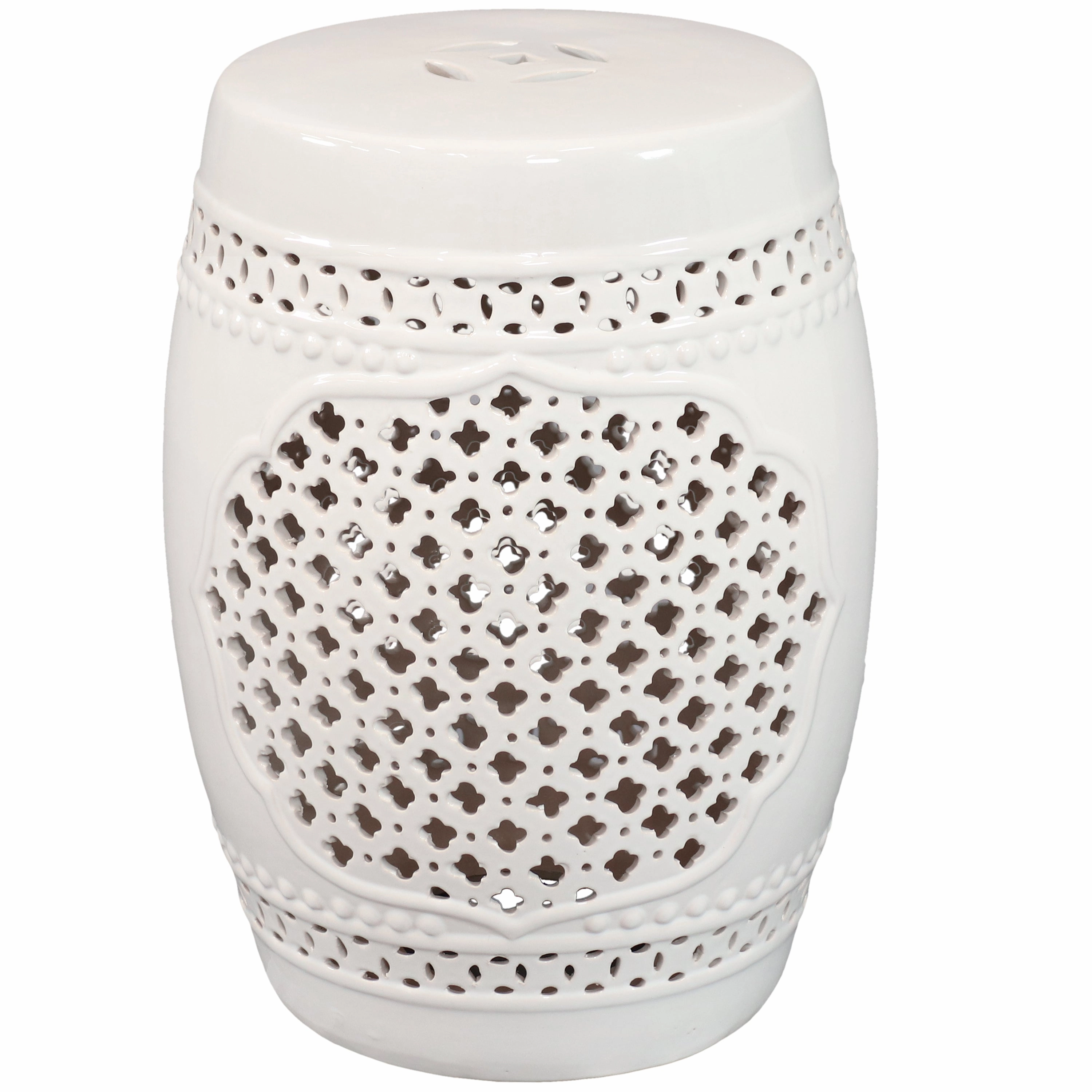 Sunnydaze Marrakesh Lattice Ceramic Garden Stool Side Table - 17.75"