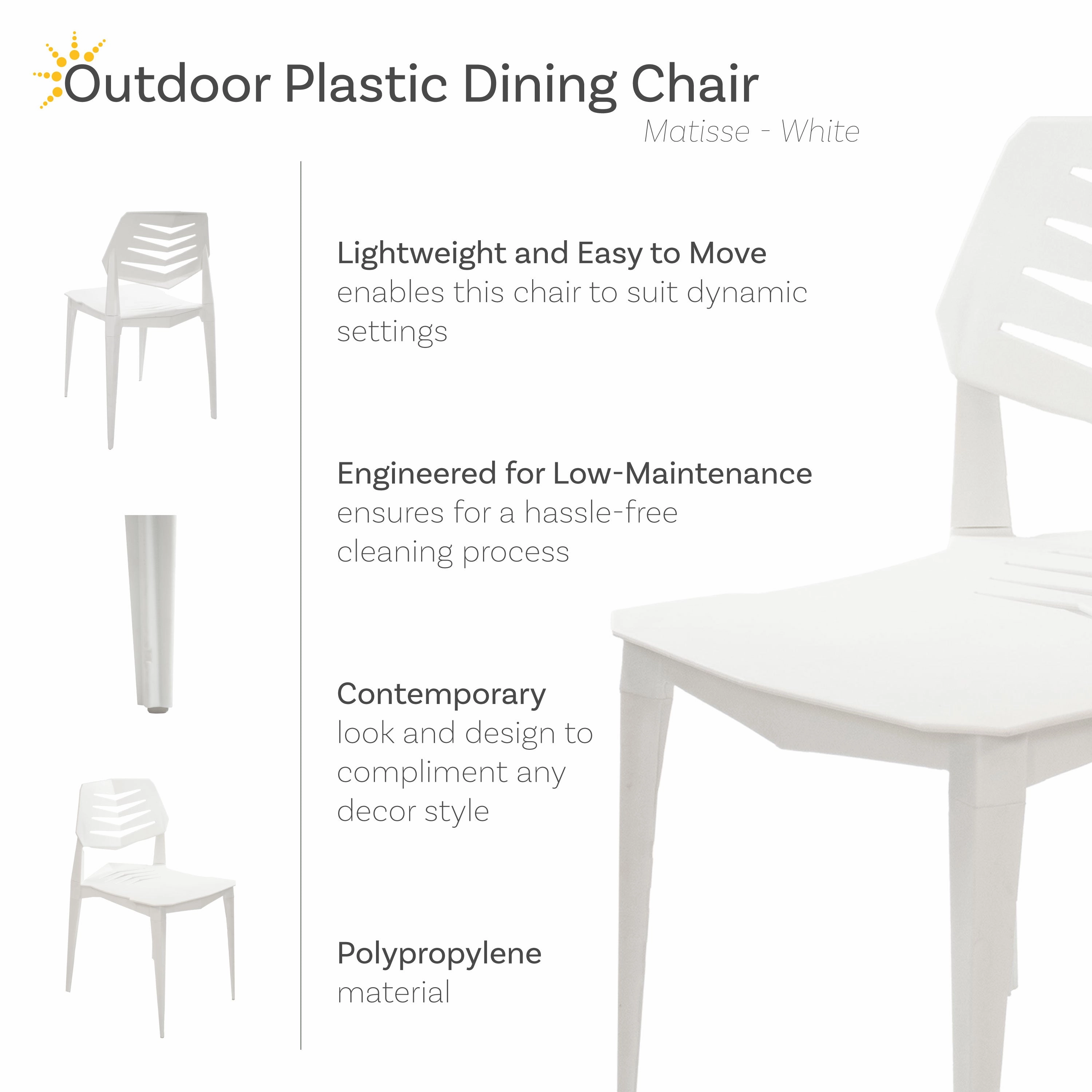 Sunnydaze Matisse Plastic Outdoor Dining Chair