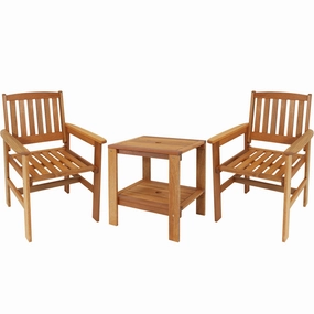 Sunnydaze Meranti Wood 3-Piece Outdoor Patio Conversation Setoutdoor patio furniture set