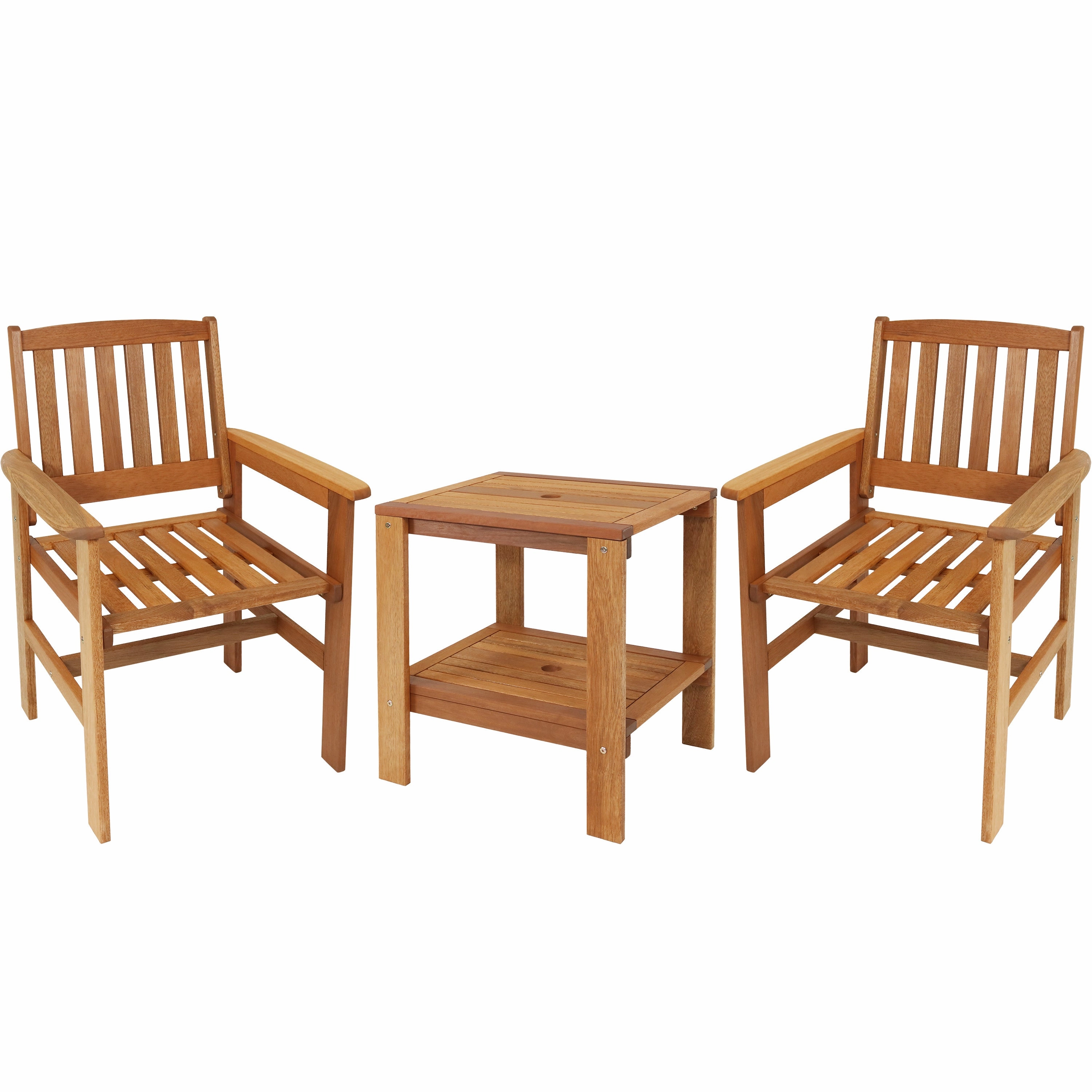 Sunnydaze Meranti Wood 3-Piece Outdoor Patio Conversation Setoutdoor patio furniture set