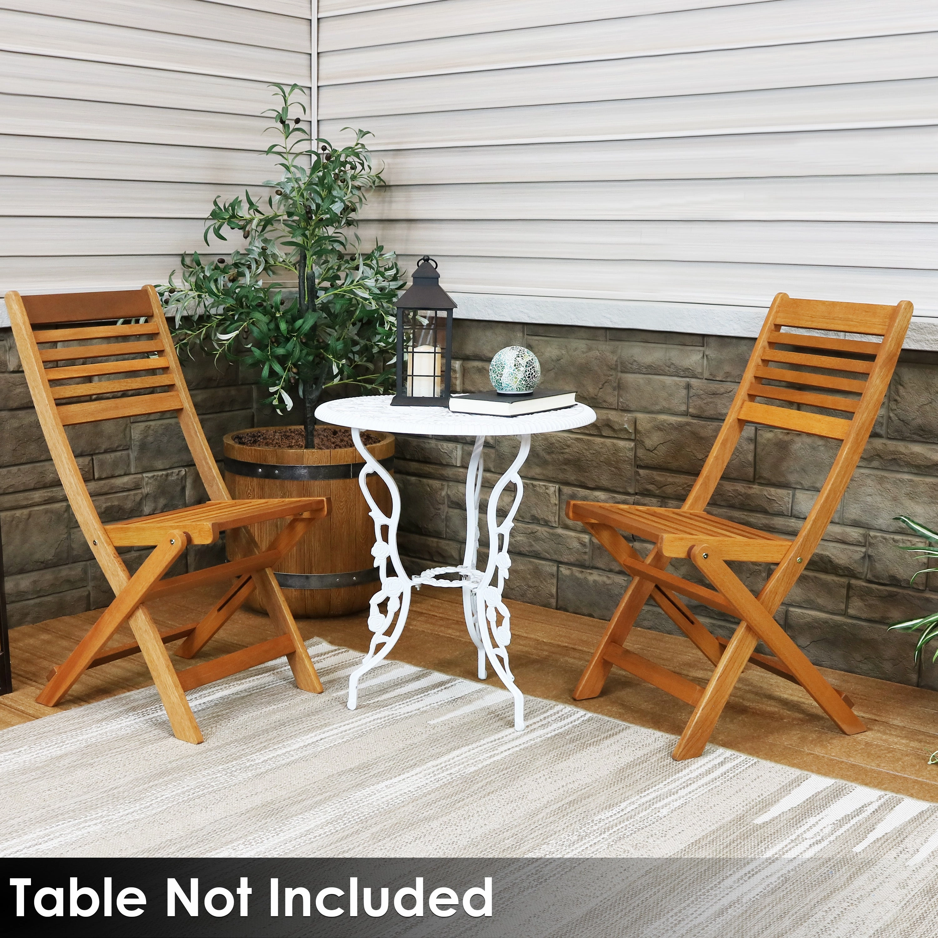 Sunnydaze Meranti Wood Outdoor Folding Patio Chairs - Set of 2