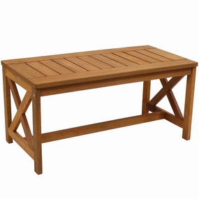 Sunnydaze Meranti Wood Outdoor Patio Coffee Table with Teak Finish - 35"outdoor patio furniture set