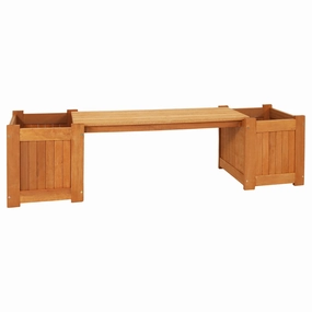 Sunnydaze Meranti Wood Outdoor Planter Box Bench with Teak Oil Finish - 68" decorative outdoor planter box designs