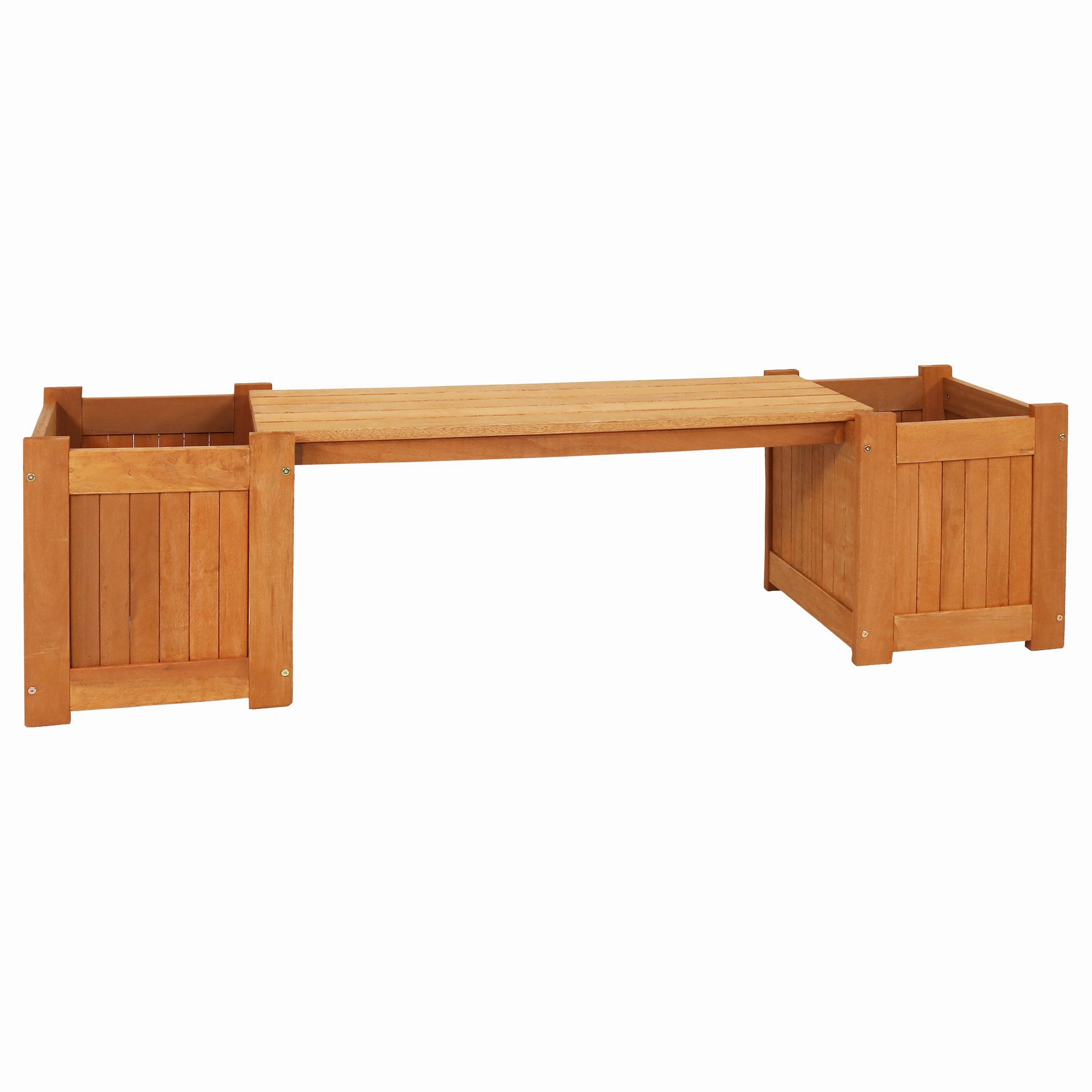 Sunnydaze Meranti Wood Outdoor Planter Box Bench with Teak Oil Finish - 68" decorative outdoor planter box designs