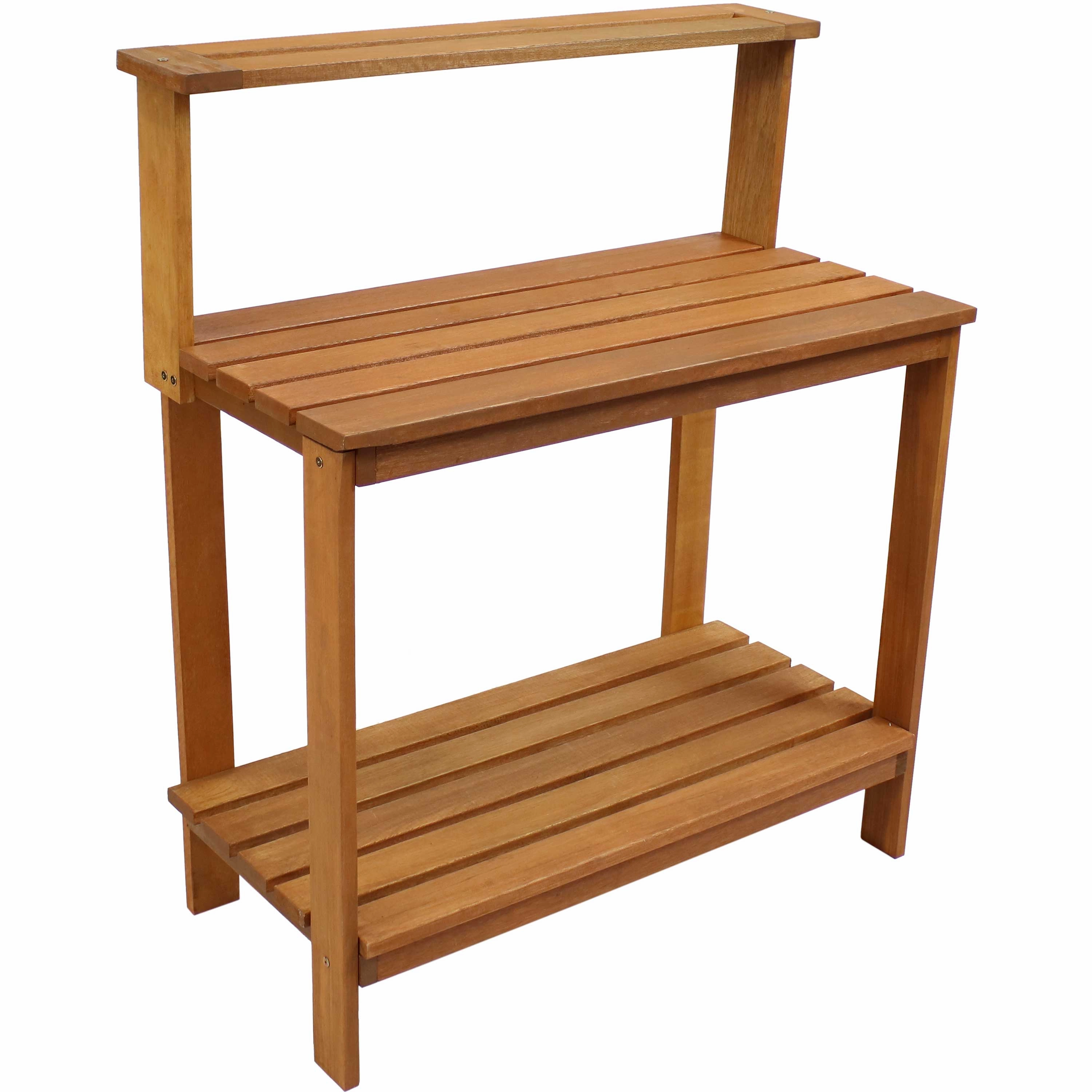 Sunnydaze Meranti Wood Outdoor Potting Bench with Teak Oil Finish - 42" decorative outdoor planter box designs