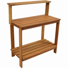 Sunnydaze Meranti Wood Outdoor Potting Bench with Teak Oil Finish - 42" decorative outdoor planter box designs