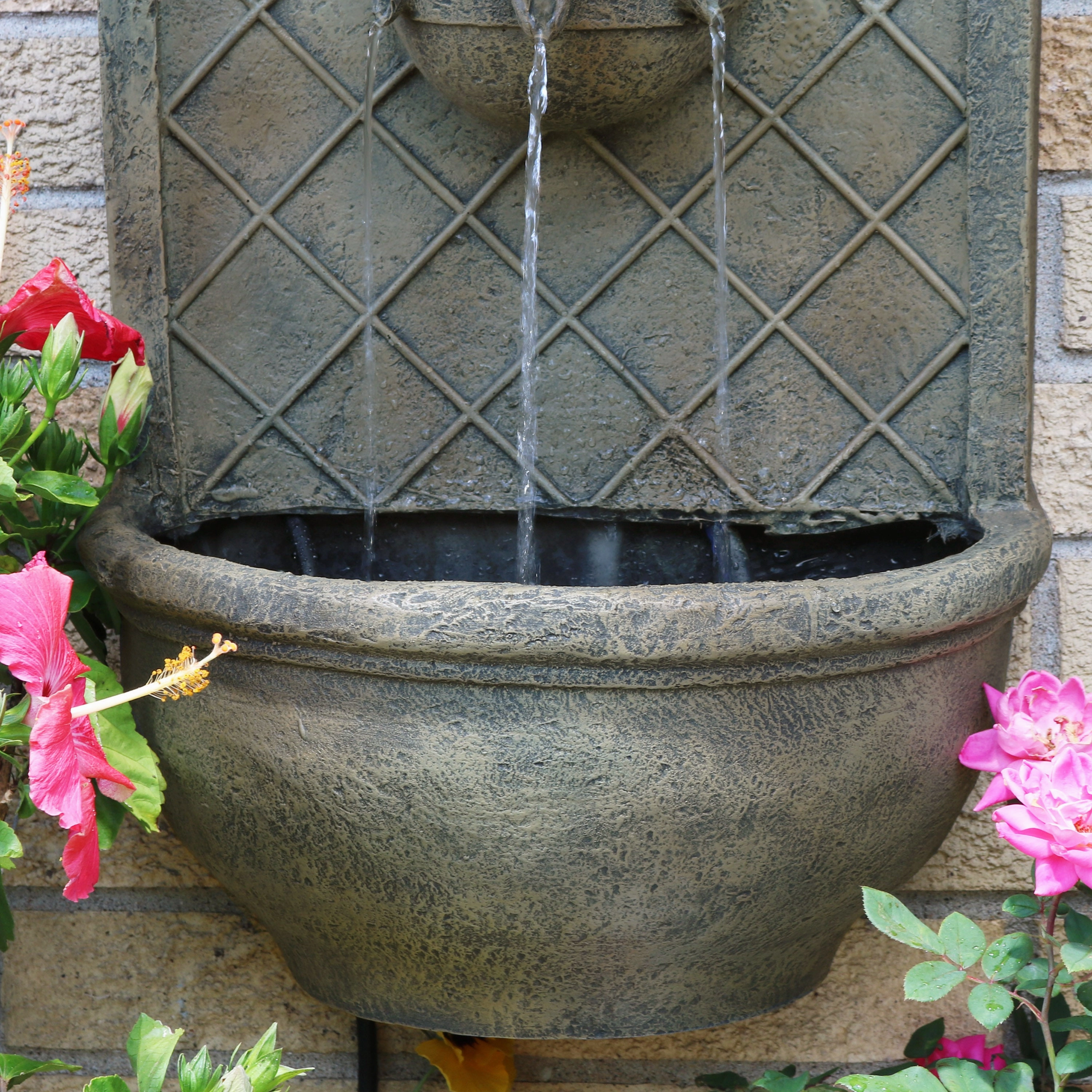 Sunnydaze Messina Outdoor Wall Fountain with Submersible Pump - 26" H