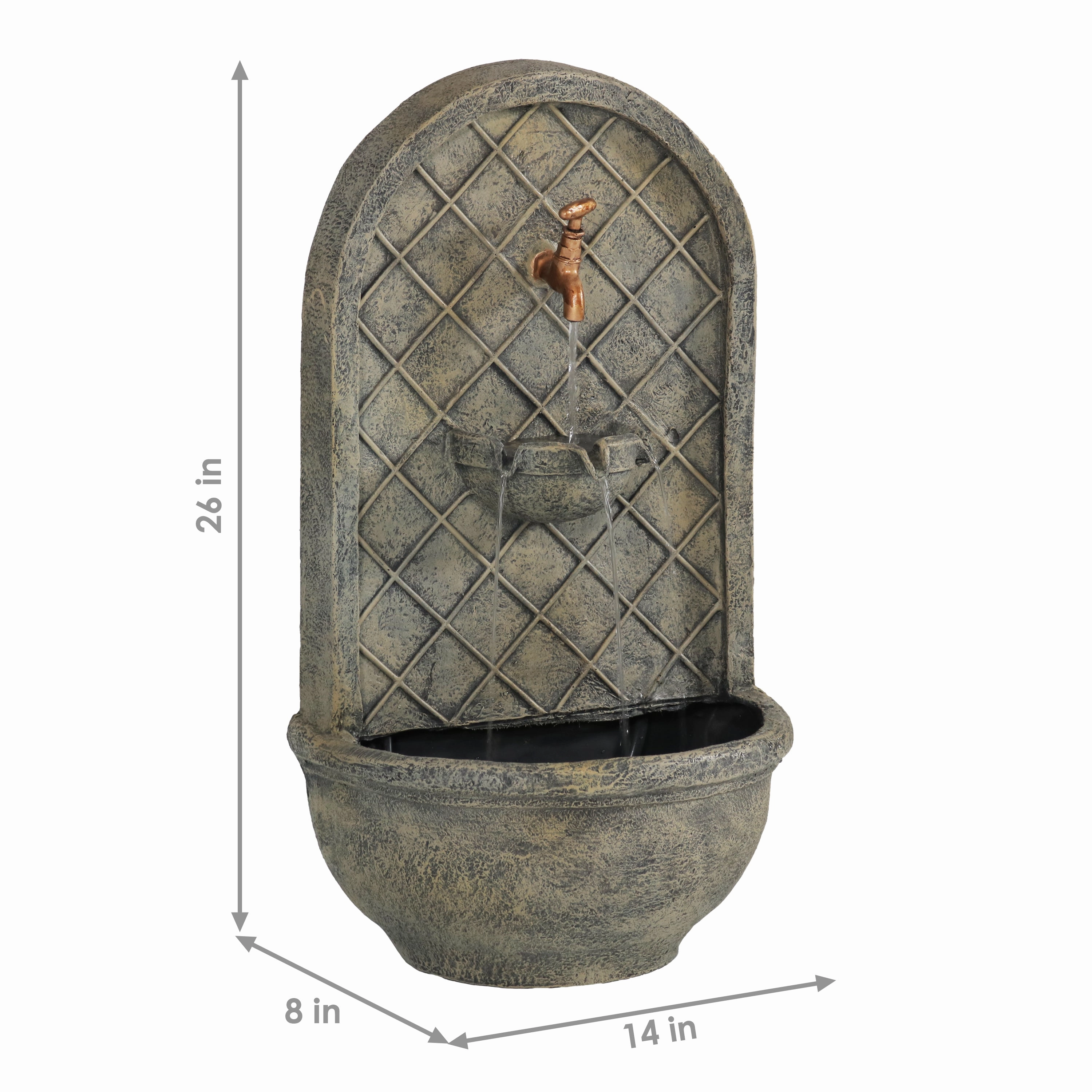 Sunnydaze Messina Outdoor Wall Fountain with Submersible Pump - 26" H