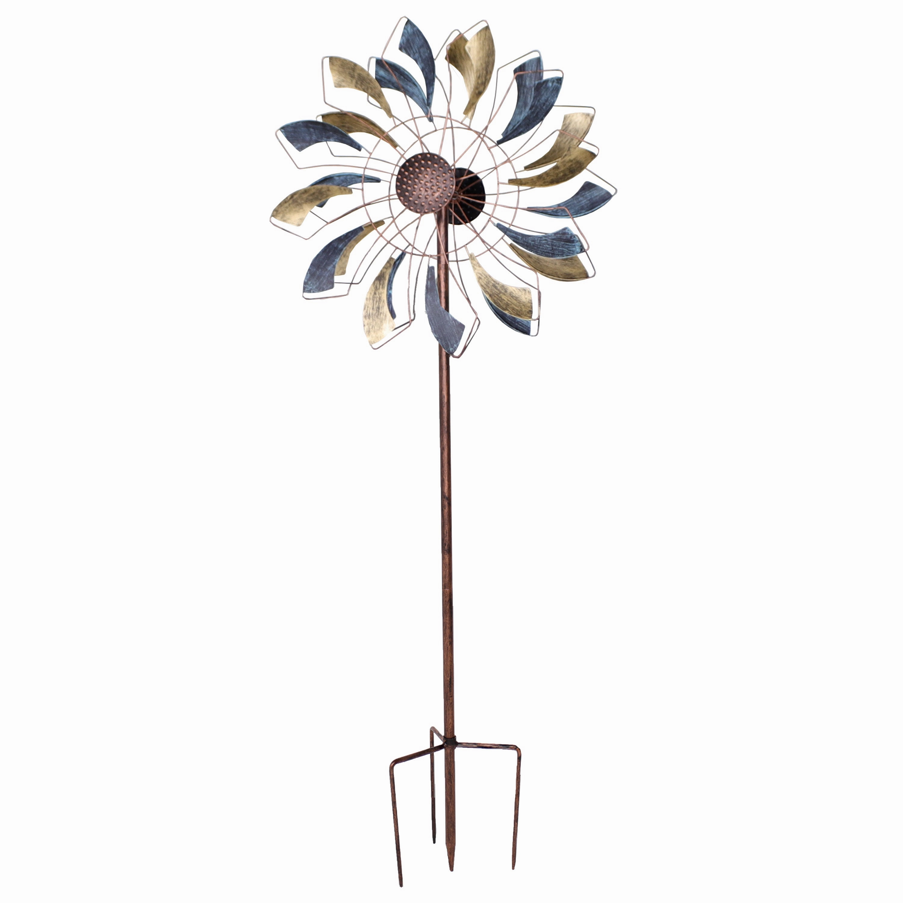 Sunnydaze Metallic Pinwheel Metal Garden Wind Spinner - 84.5" Houtdoor garden decorative ornaments
