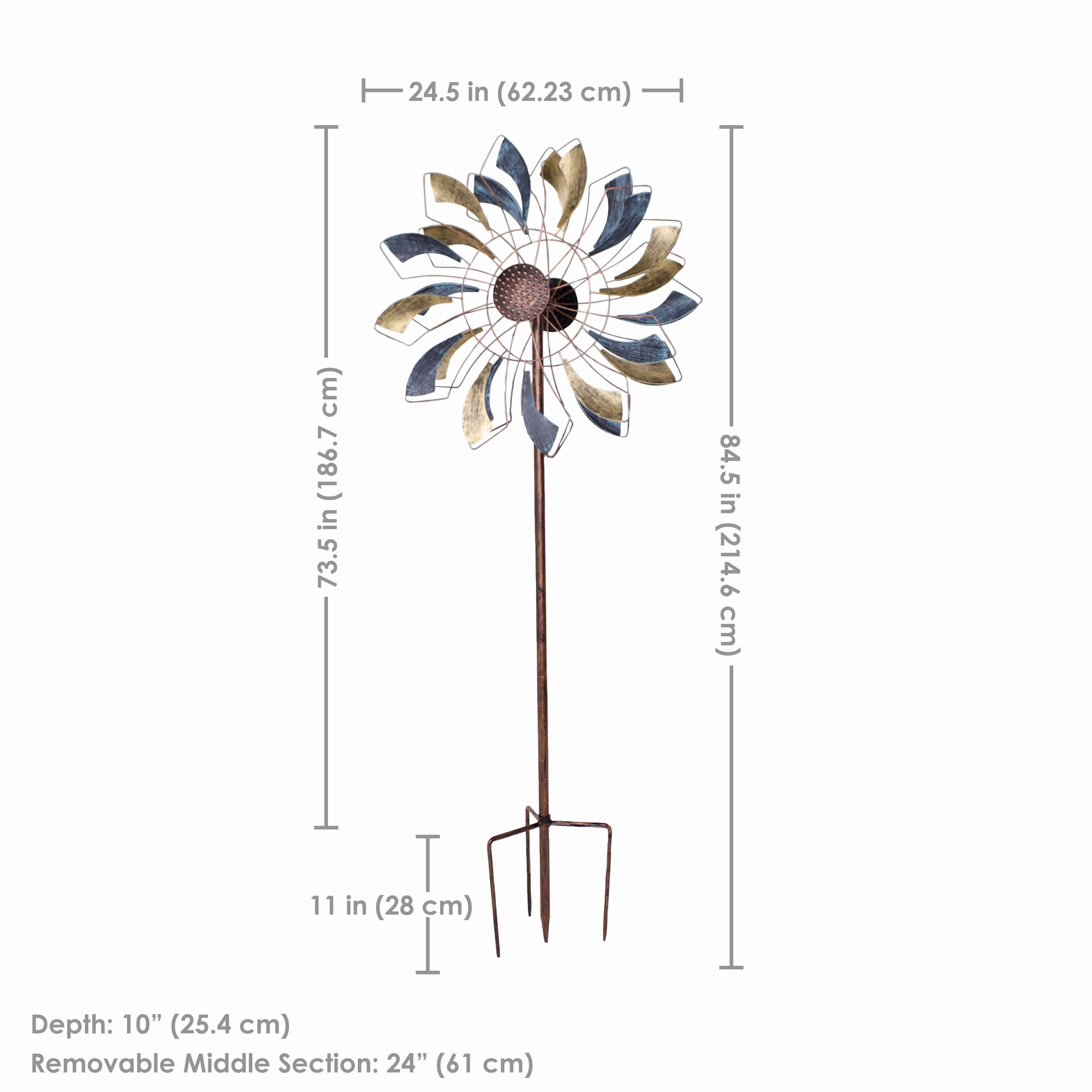 Sunnydaze Metallic Pinwheel Metal Garden Wind Spinner - 84.5" H