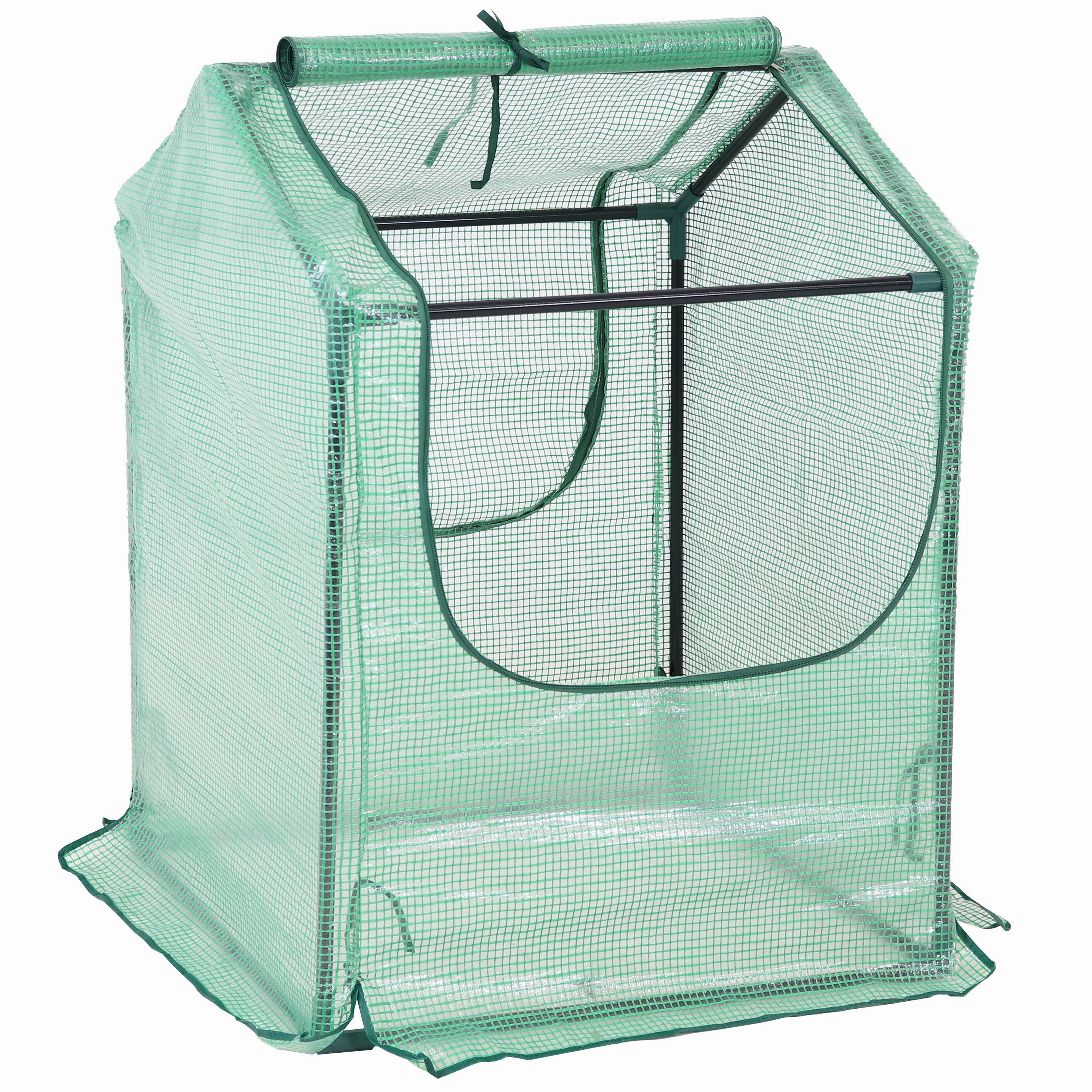 Sunnydaze Mini Greenhouse with 2 Side Doors - Green