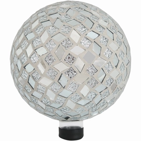 Sunnydaze Mirrored Diamond Mosaic Gazing Globe Ball - 10"outdoor garden decorative ornaments