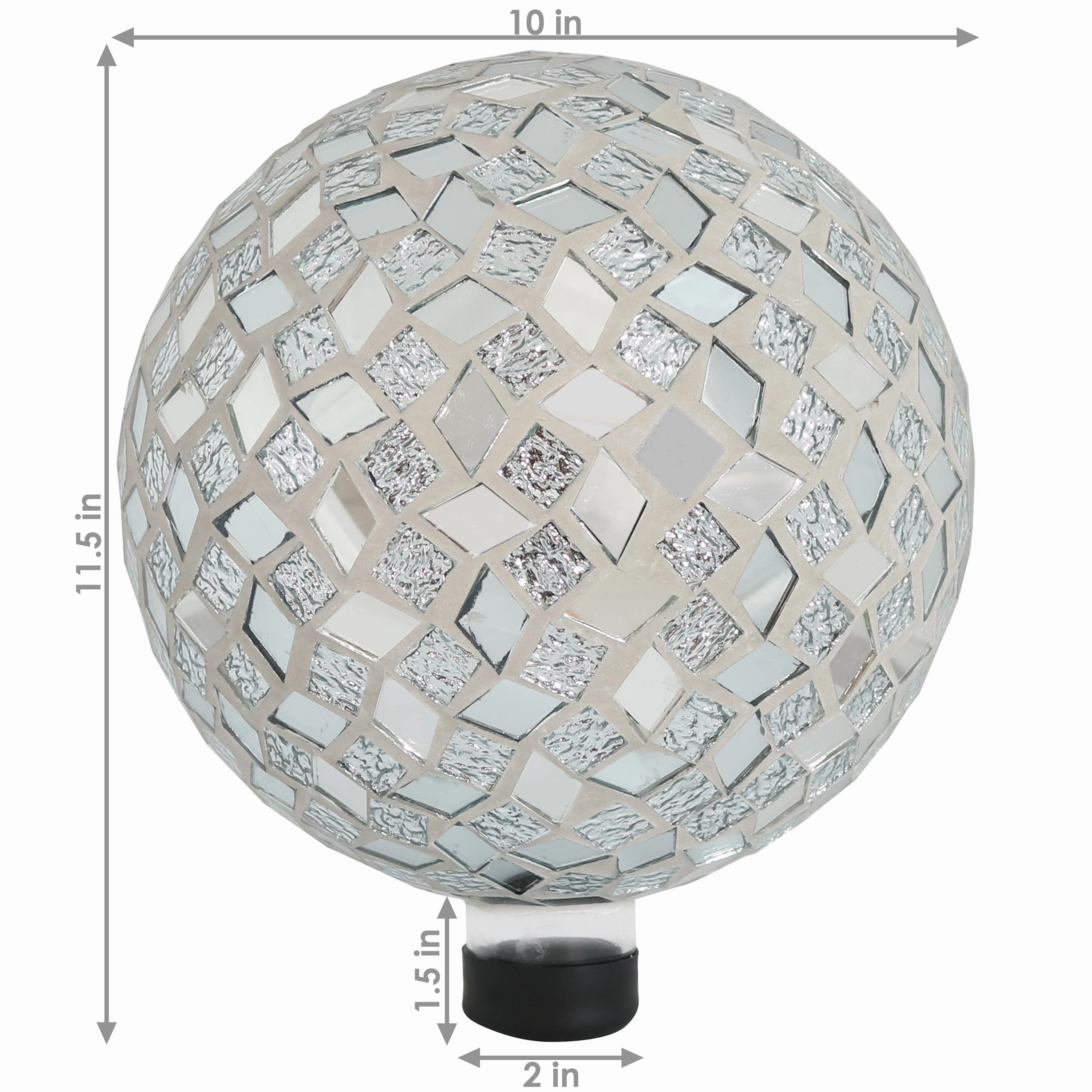 Sunnydaze Mirrored Diamond Mosaic Gazing Globe Ball - 10"